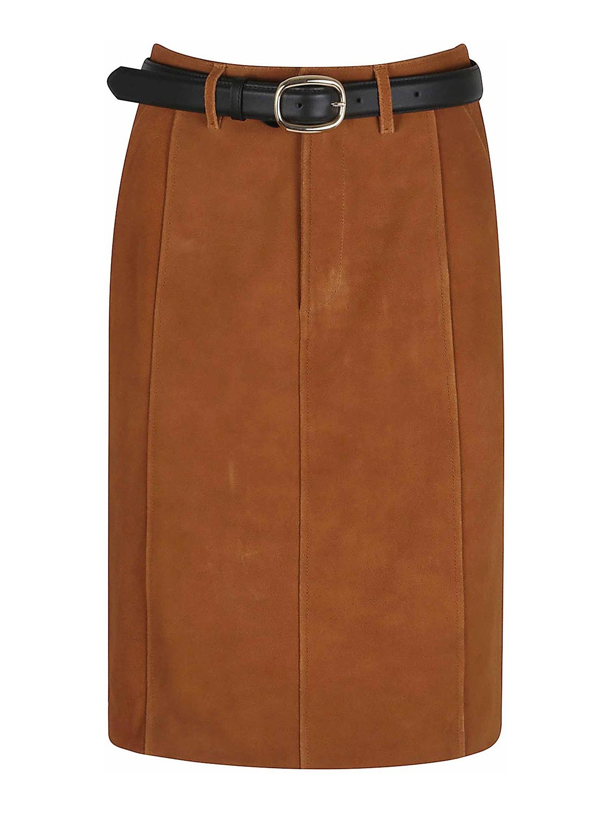 Self-portrait Brown Suede Midi Skirt In Brown