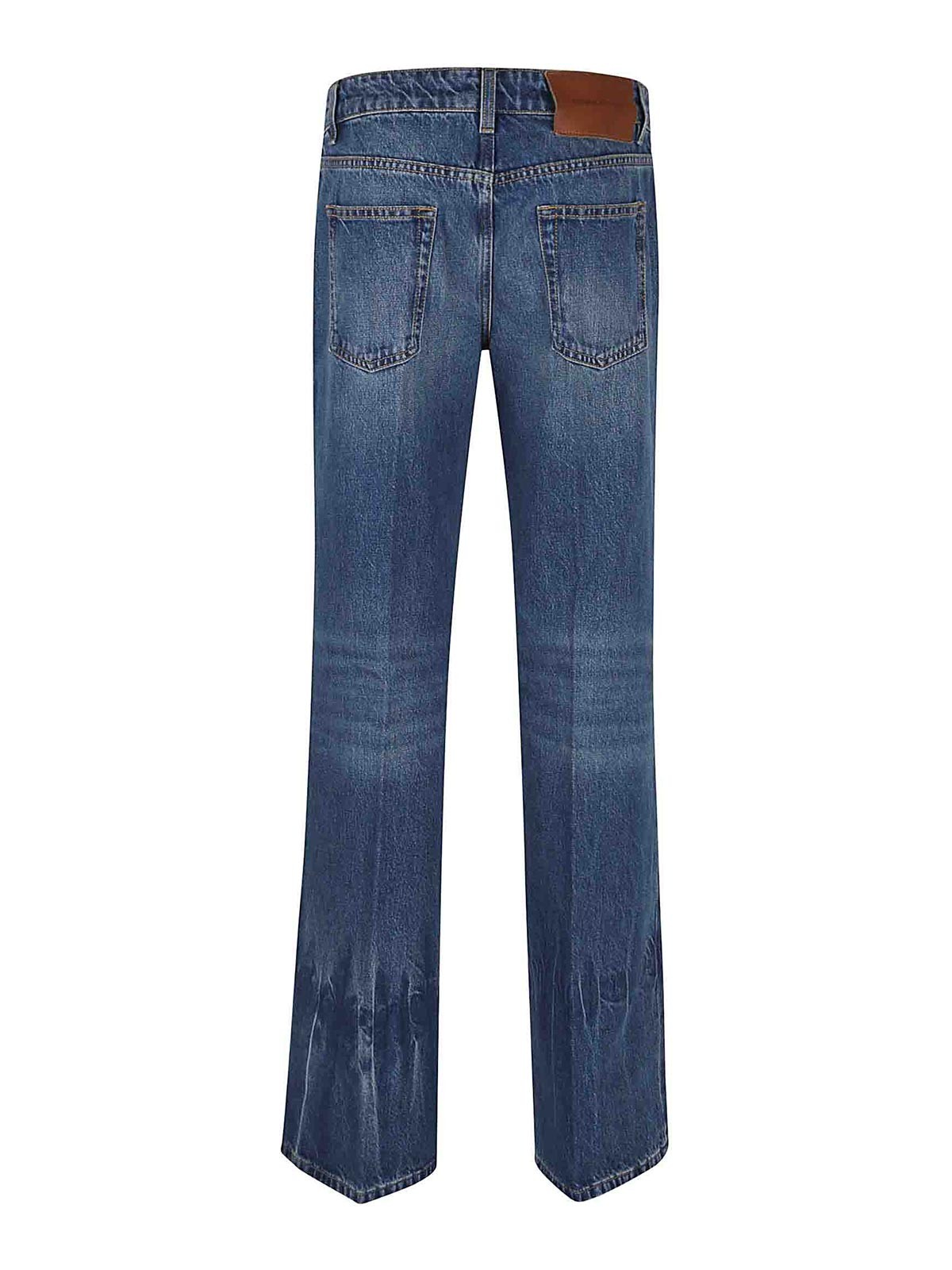 Victoria Beckham Faded Wash Five-pocket Jeans With Belt Loops In Blue