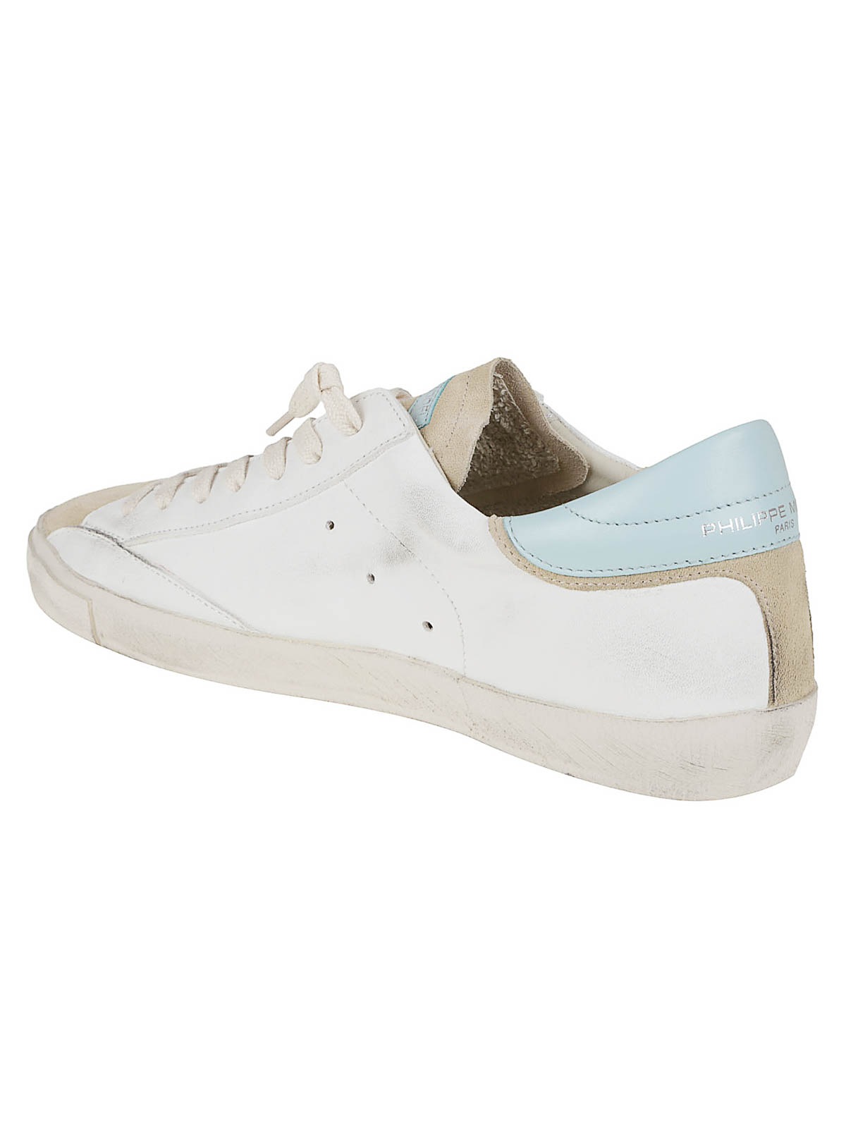 Philippe Model Calfskin Sneakers With Smooth And Suede Detailing In White