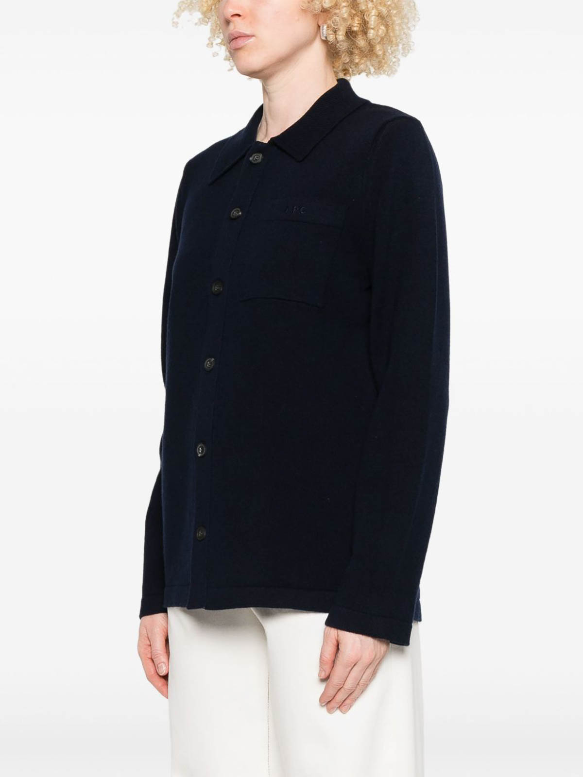 Apc Ribbed Texture Chest Pocket Long Sleeves In Black