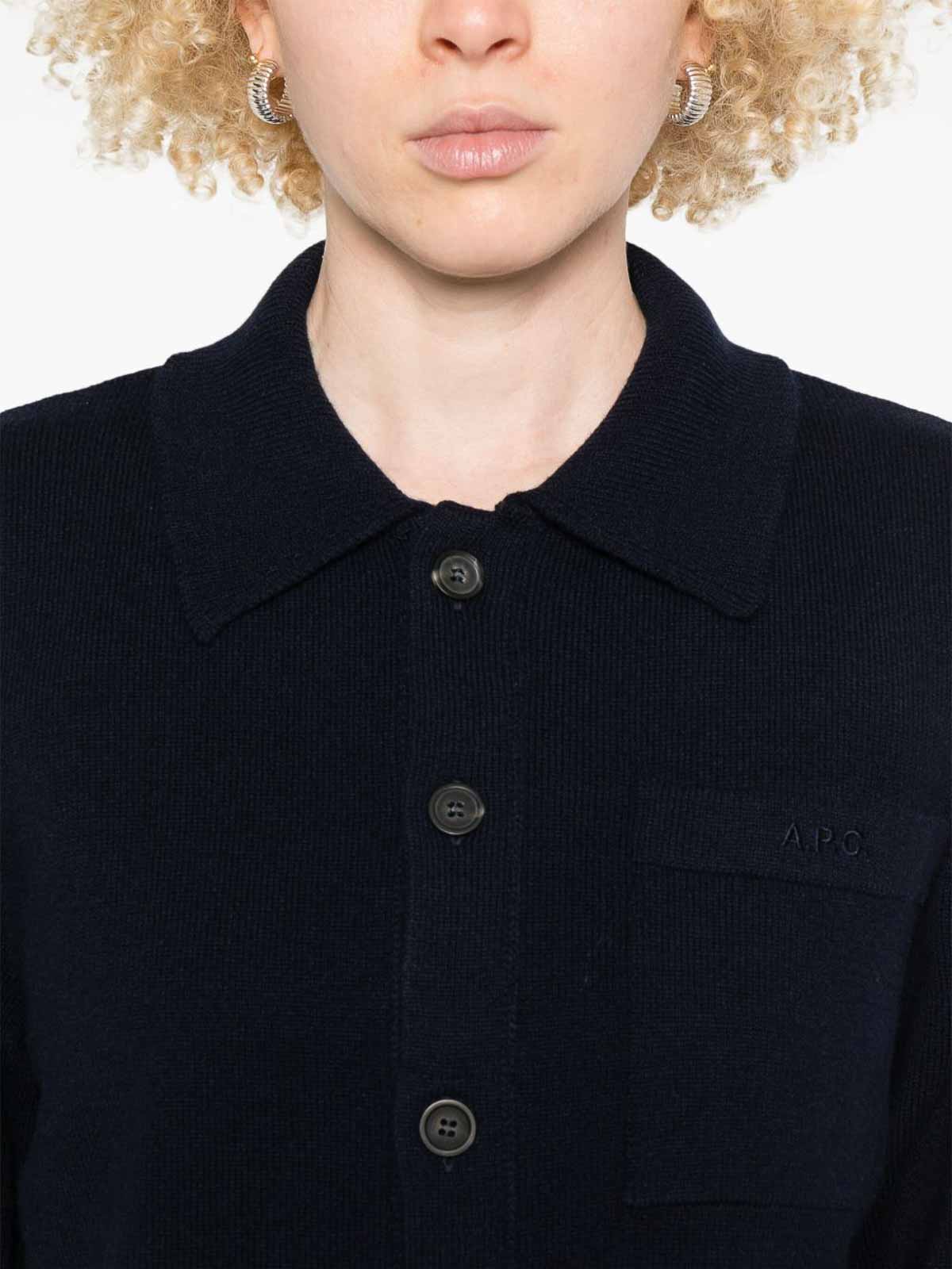 Apc Ribbed Texture Chest Pocket Long Sleeves In Black