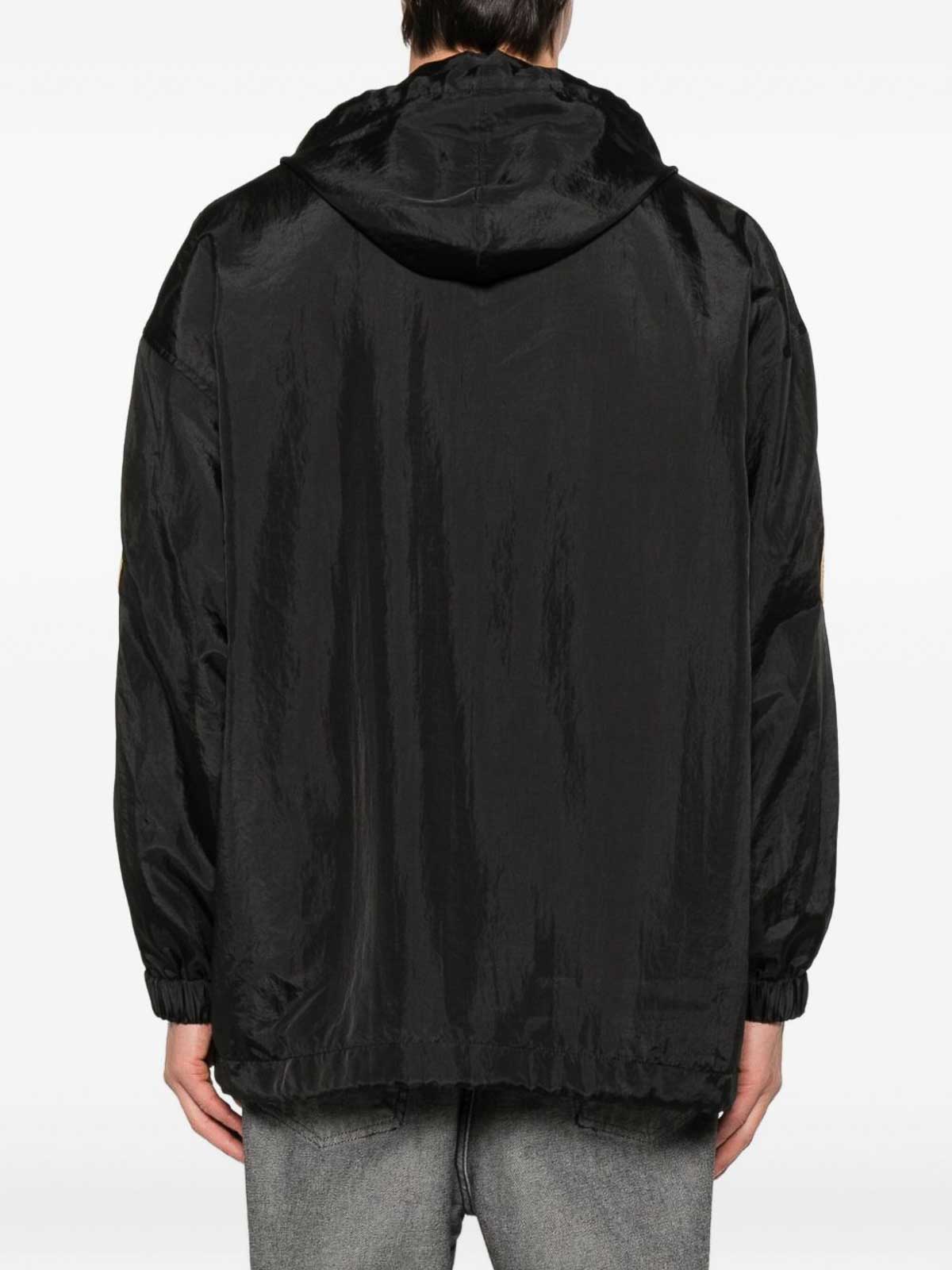 Balenciaga Hooded Raincoat With Drawstring And Pockets In Black