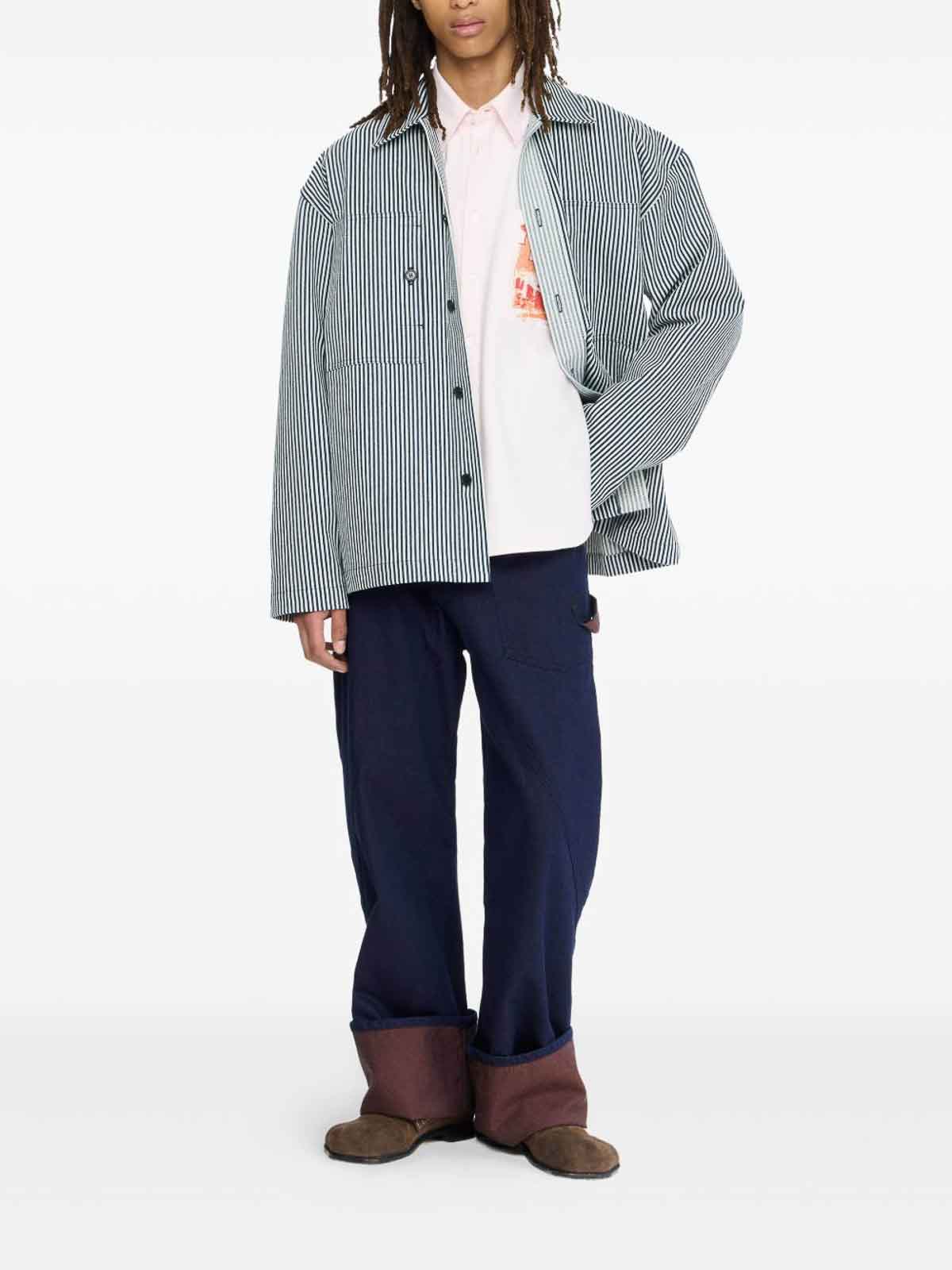 Jw Anderson Striped Pattern Front Pockets Long Sleeves Jacket In Gray