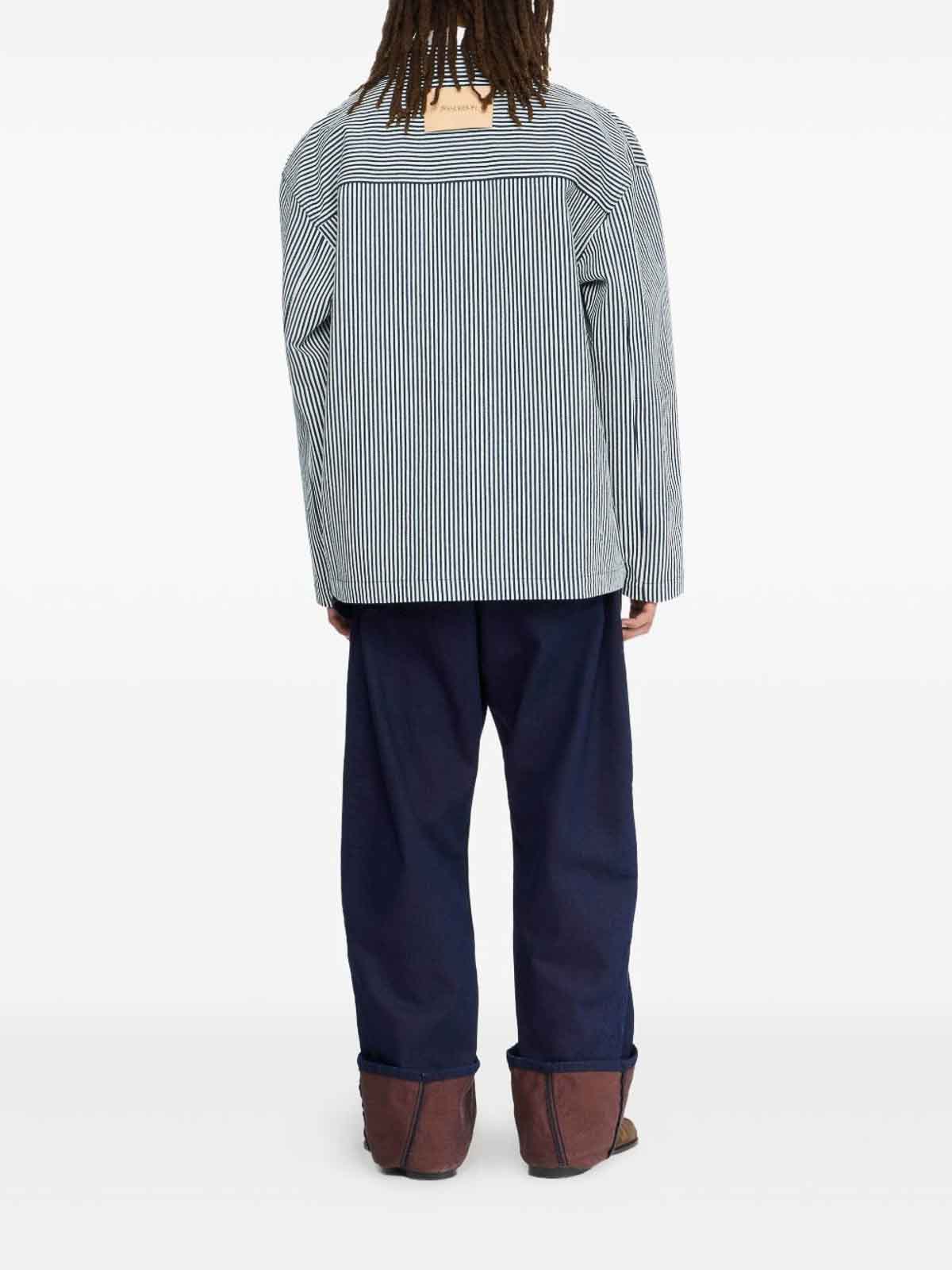 Jw Anderson Striped Pattern Front Pockets Long Sleeves Jacket In Gray