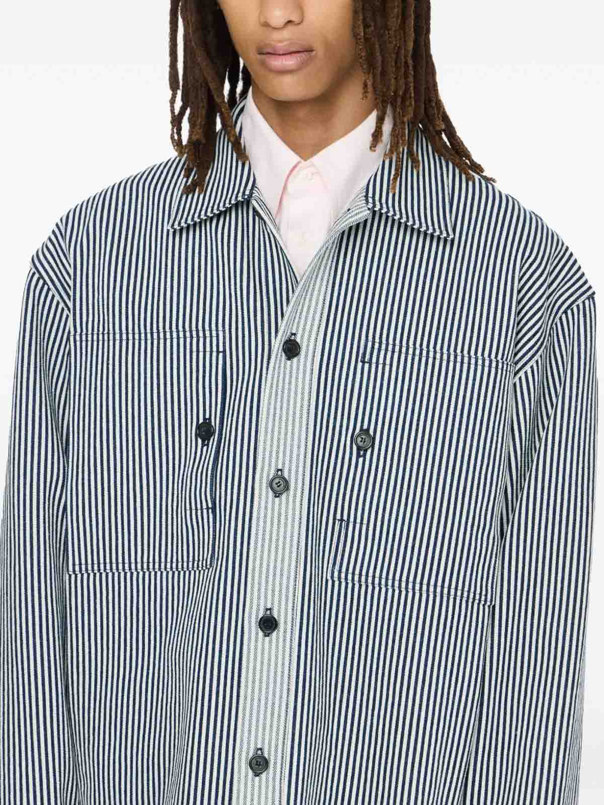 Jw Anderson Striped Pattern Front Pockets Long Sleeves Jacket In Gray