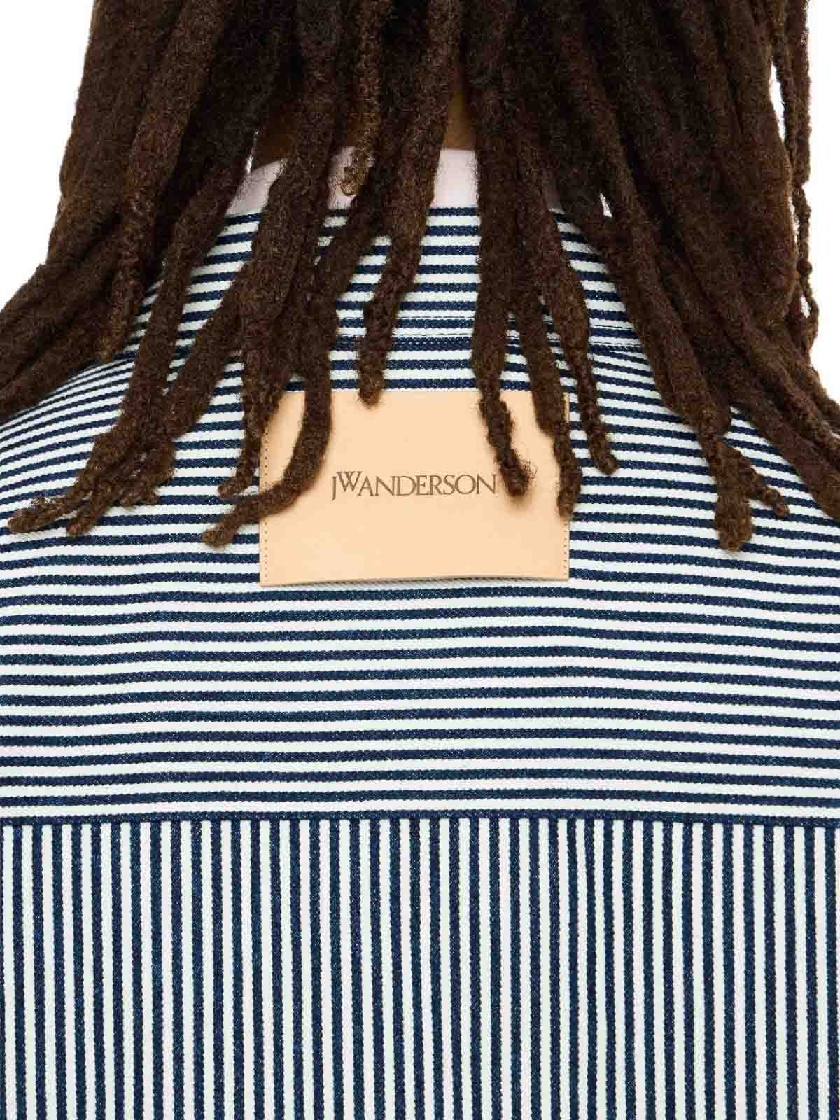 Jw Anderson Striped Pattern Front Pockets Long Sleeves Jacket In Gray