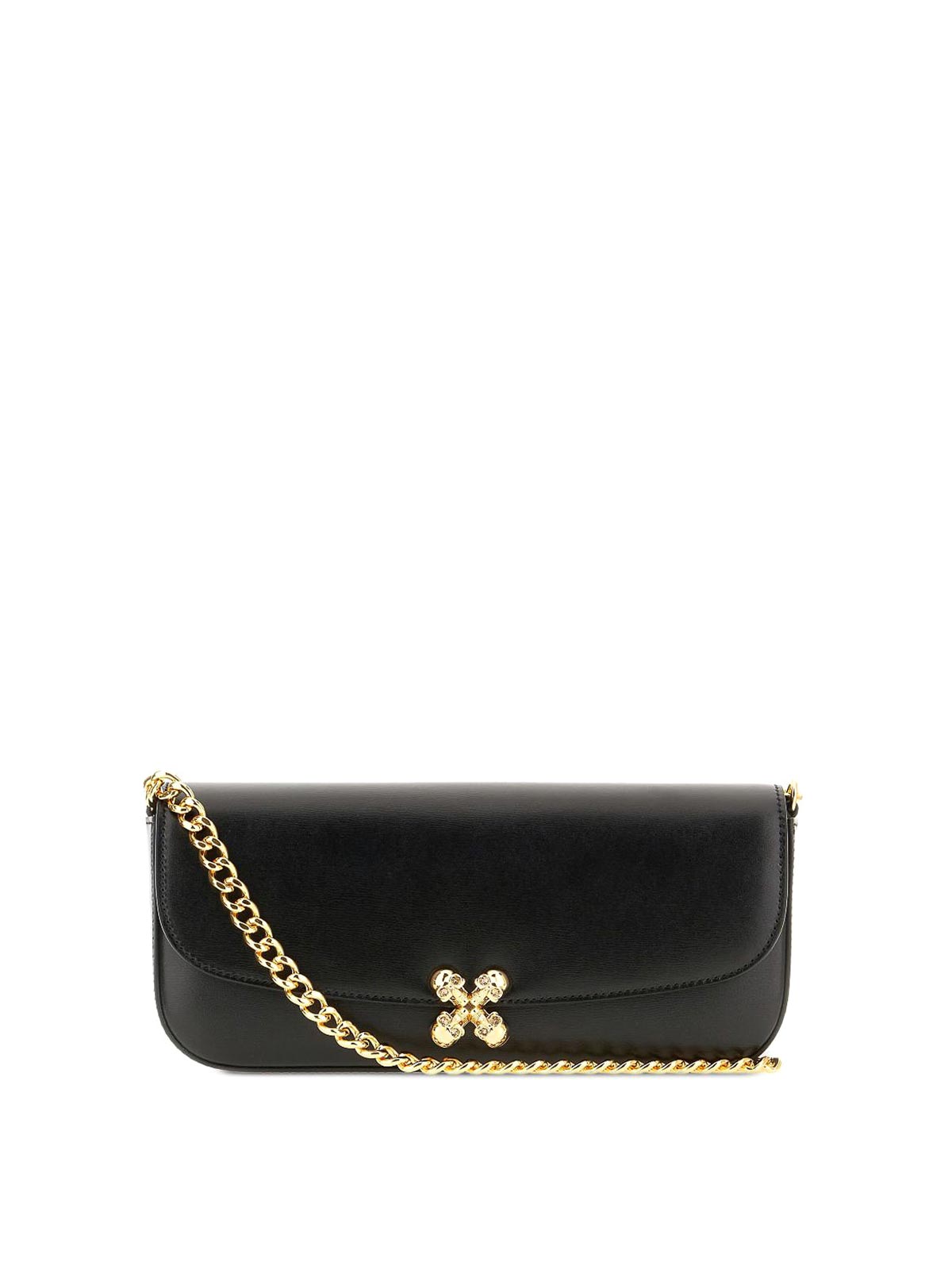 Alexander Mcqueen Women Black Healthier Small Skull Flower Crossbody Bag In Black