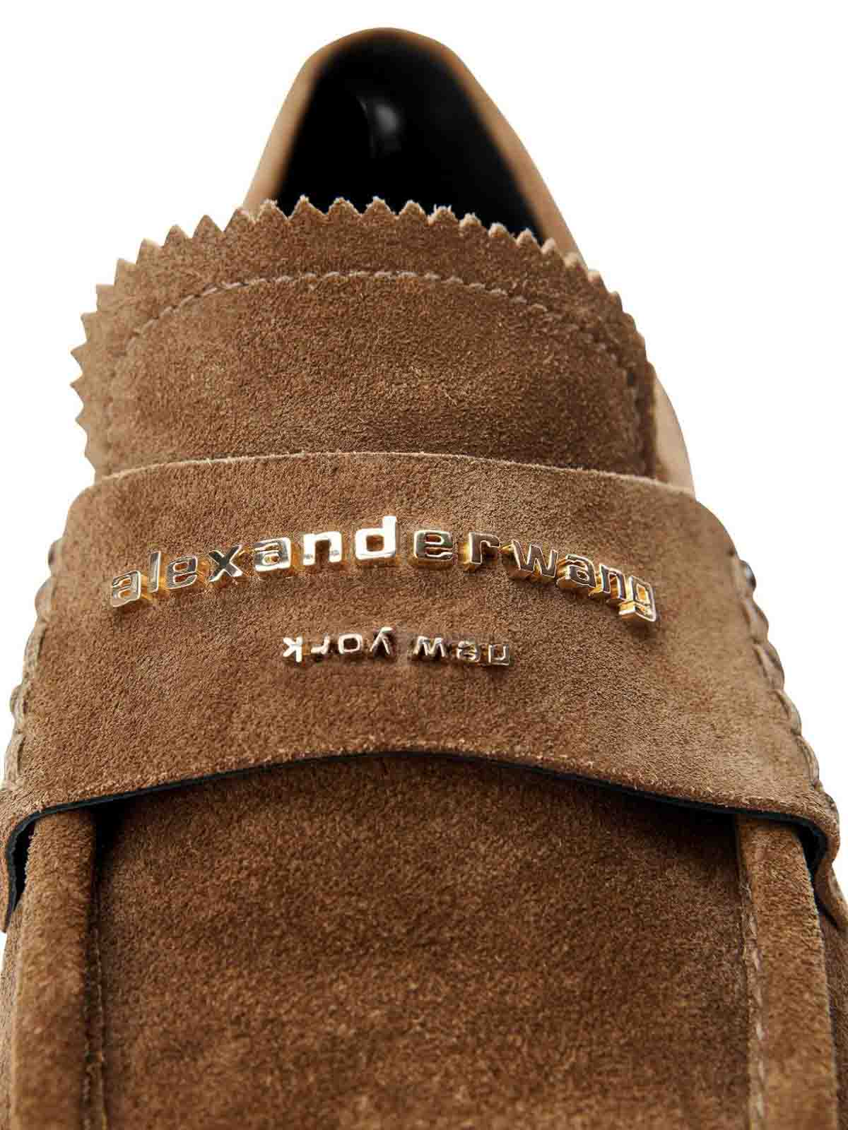 Alexander Wang Suede Carter Loafers In Brown