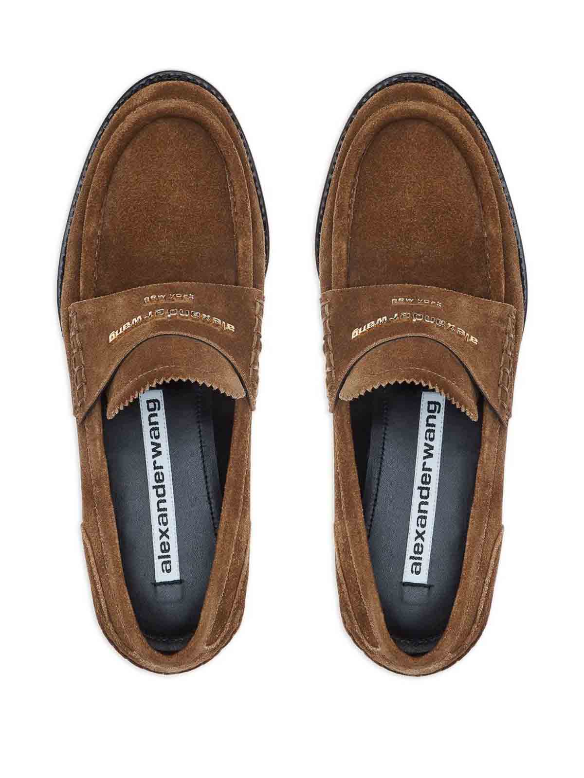 Alexander Wang Suede Carter Loafers In Brown