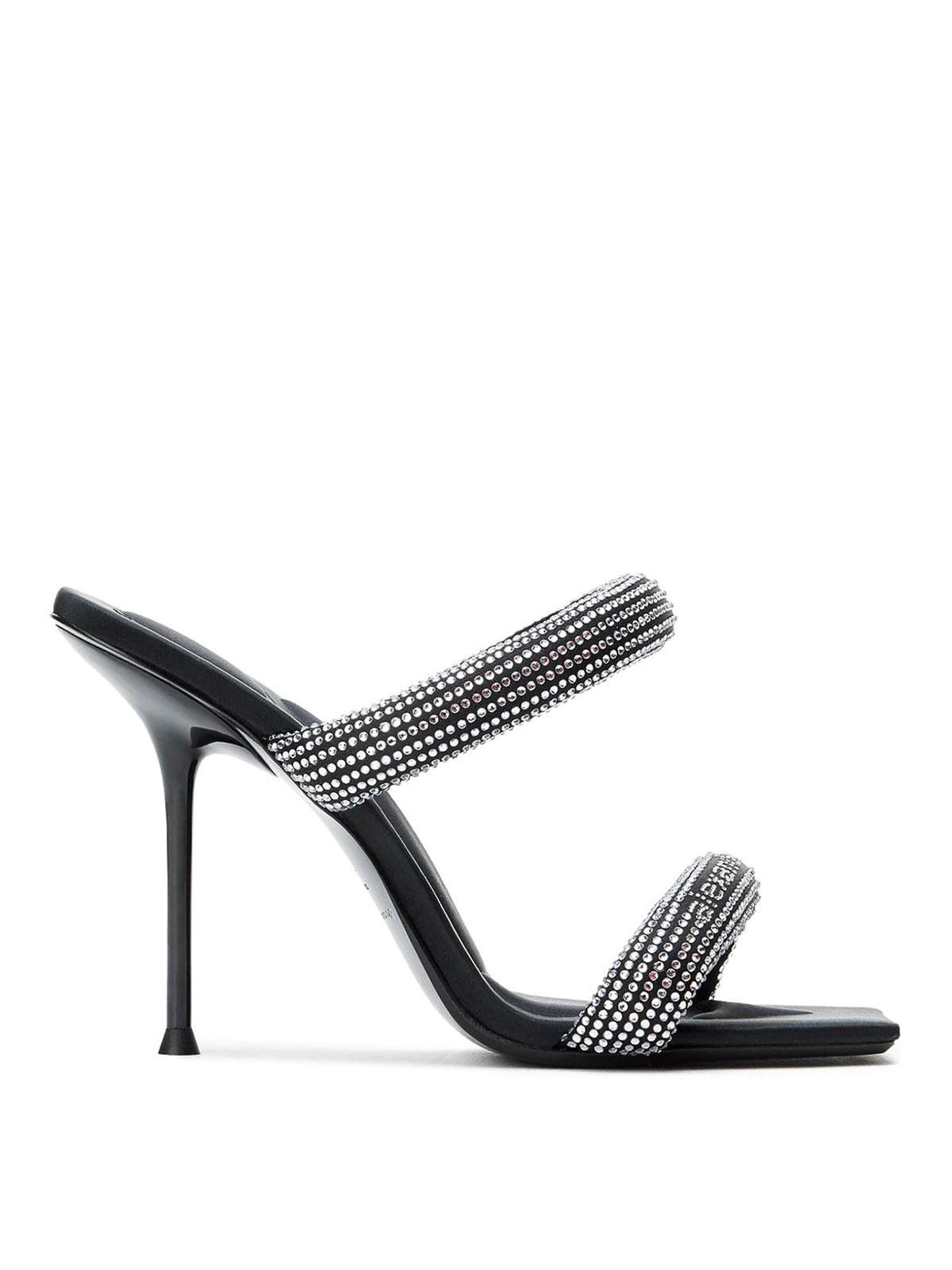 Alexander Wang Crystal Hotfix Julie Tubular Sandals In Black