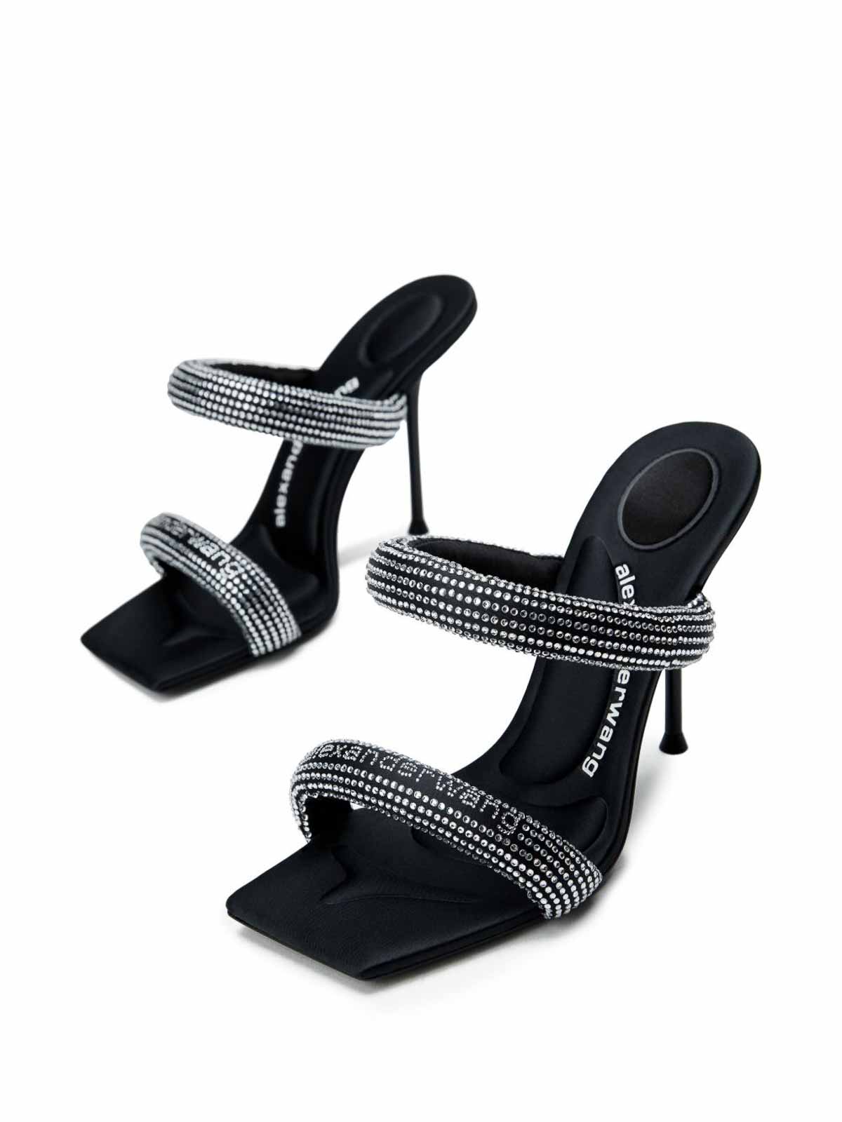 Alexander Wang Stiletto Sandals With Crystal Embellishments In Black