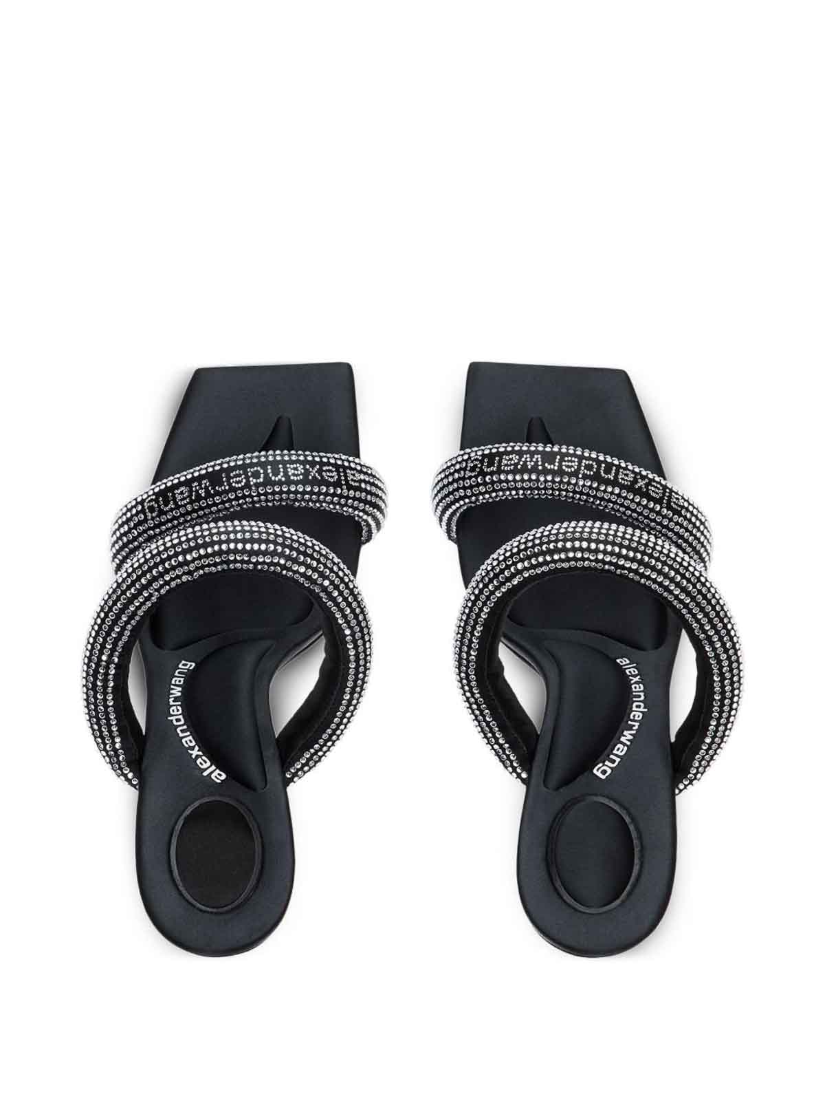 Alexander Wang Stiletto Sandals With Crystal Embellishments In Black