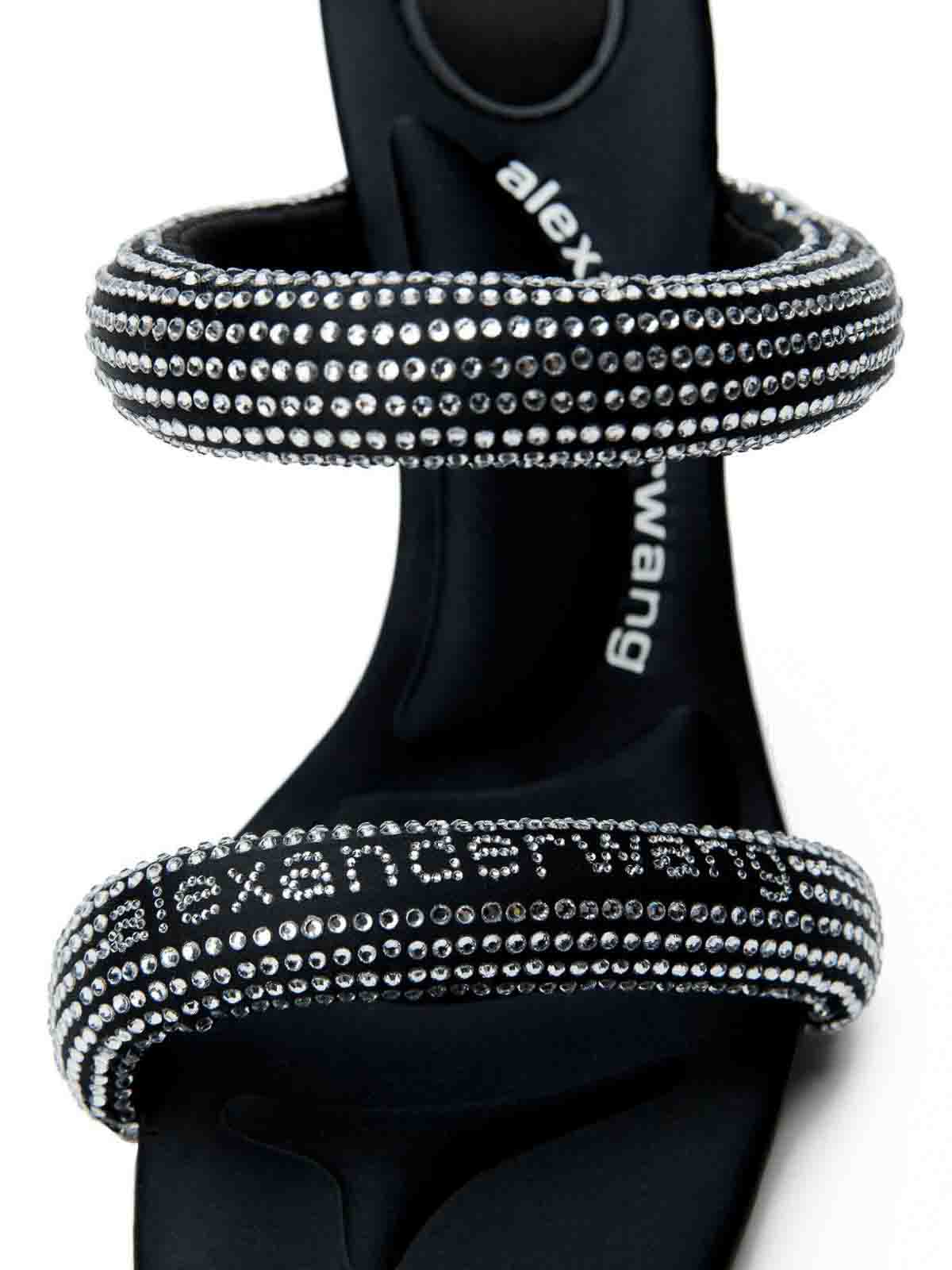 Alexander Wang Stiletto Sandals With Crystal Embellishments In Black