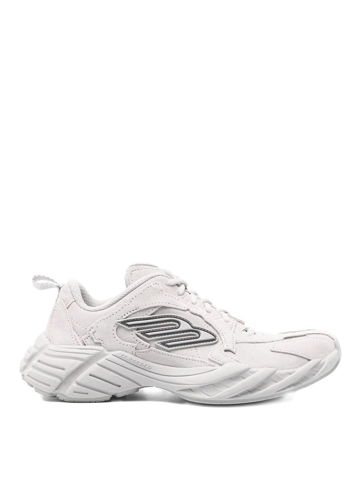 Balenciaga Monday Rubber-trimmed Leather Sneakers In Gray