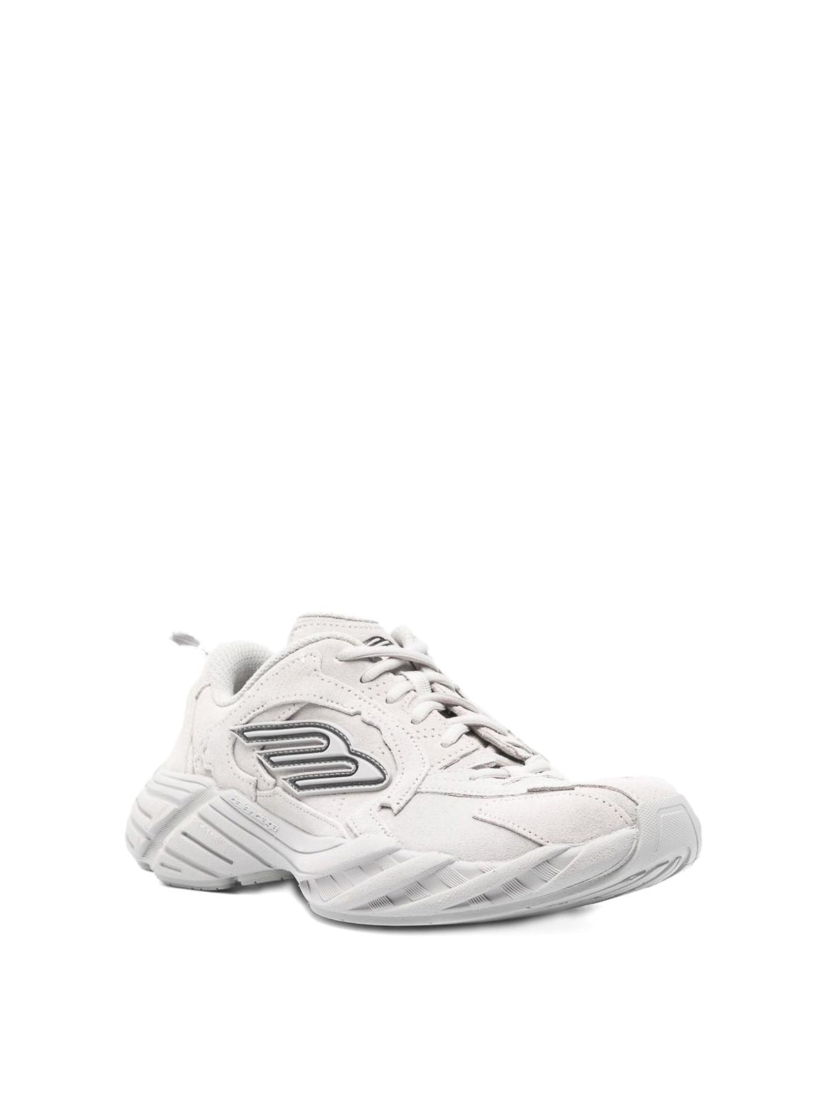 Balenciaga Monday Rubber-trimmed Leather Sneakers In Gray