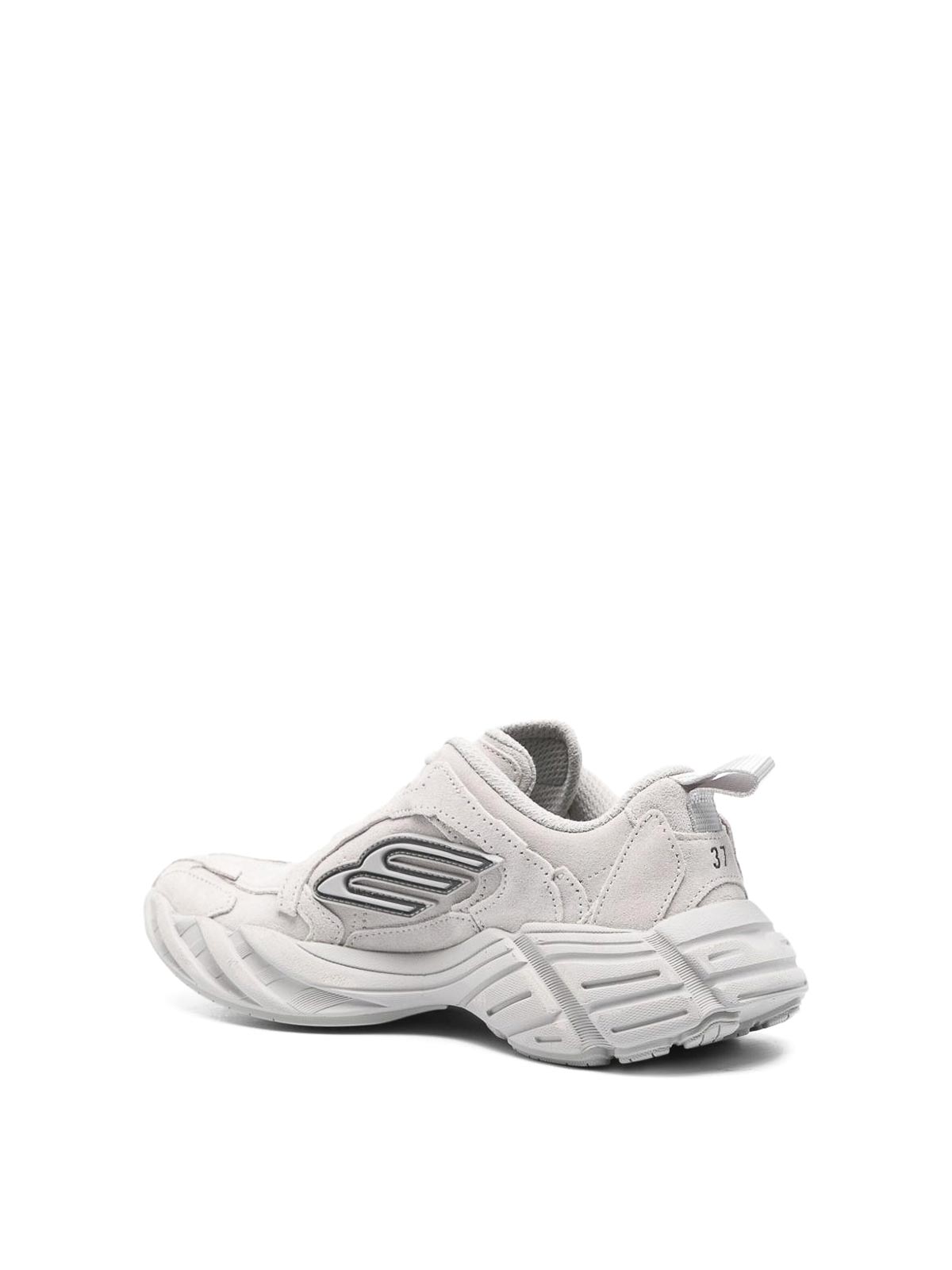 Balenciaga Monday Rubber-trimmed Leather Sneakers In Gray