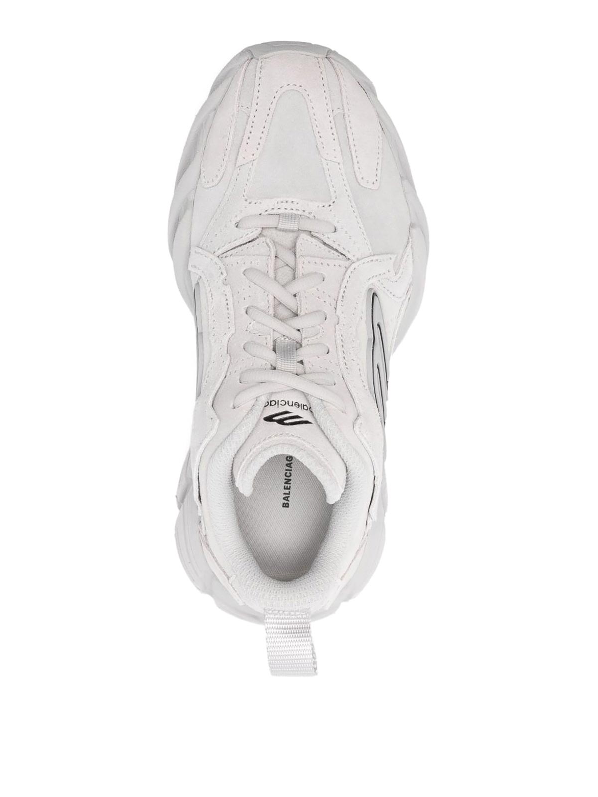 Balenciaga Monday Rubber-trimmed Leather Sneakers In Gray