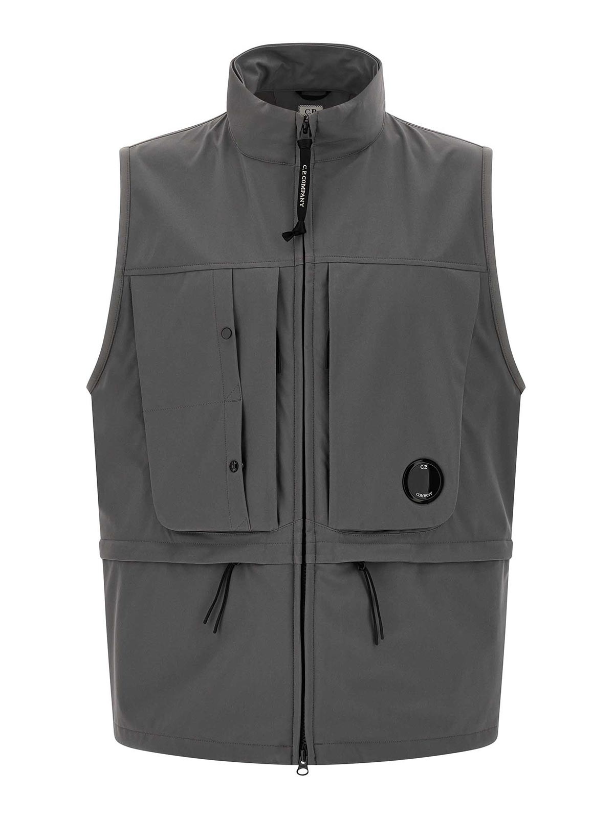 C.p. Company Shell Hooded Sleeveless Jacket In Gray