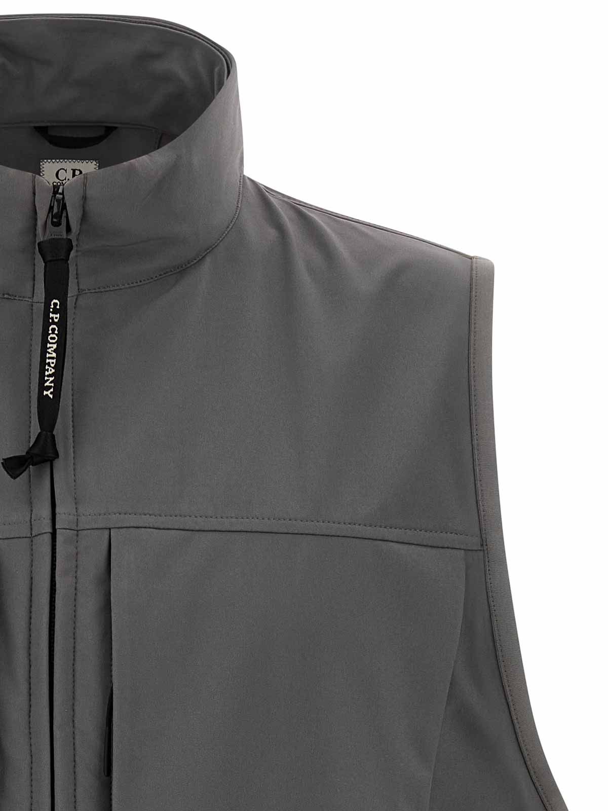 C.p. Company Shell Hooded Sleeveless Jacket In Gray