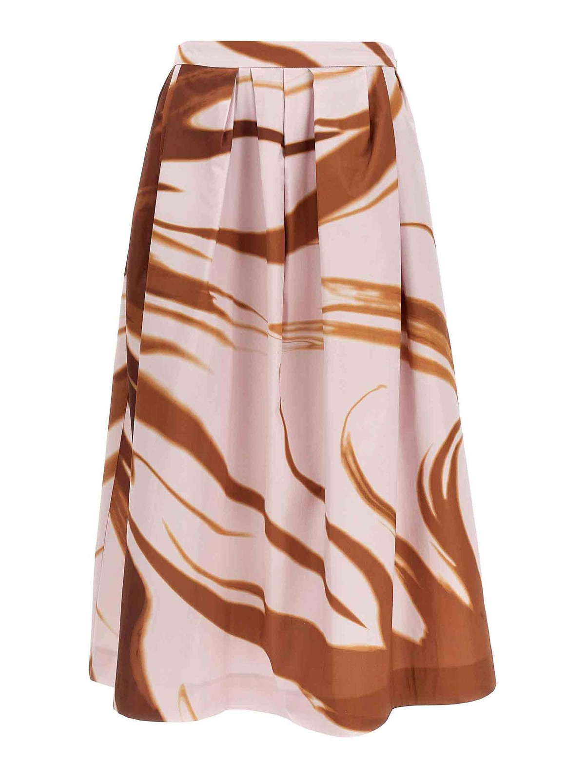 Dries Van Noten High Waist Pleated Midi Skirt With Abstract Print In Multi