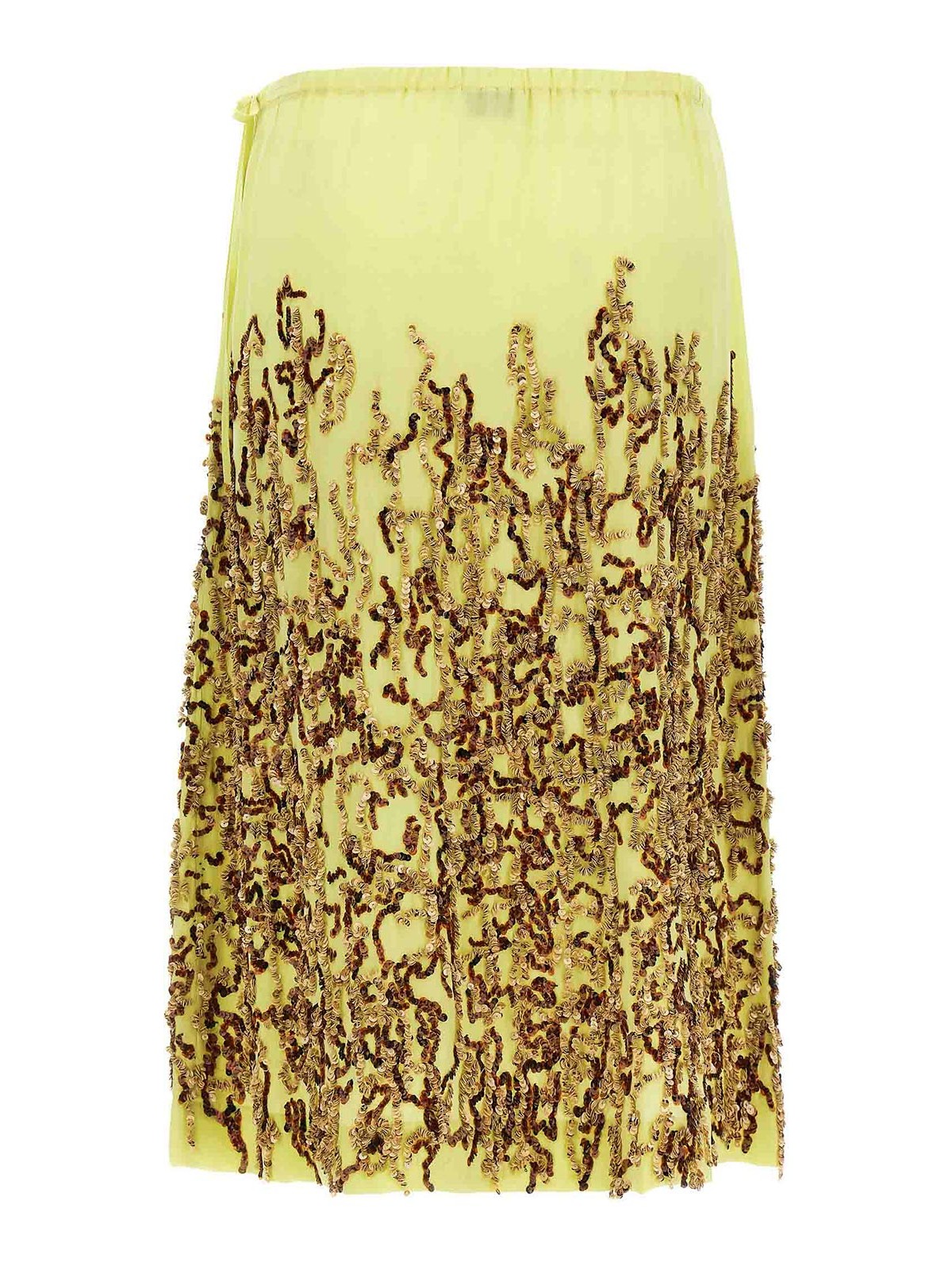 Dries Van Noten Embellished Midi Skirt With Side Tie Detail In Yellow