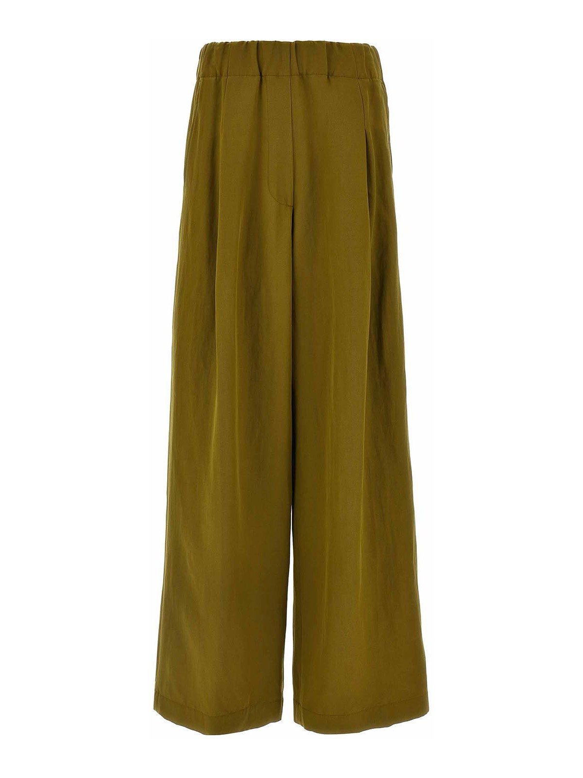 Dries Van Noten Trousers Wide Leg Elastic Waistband In Green