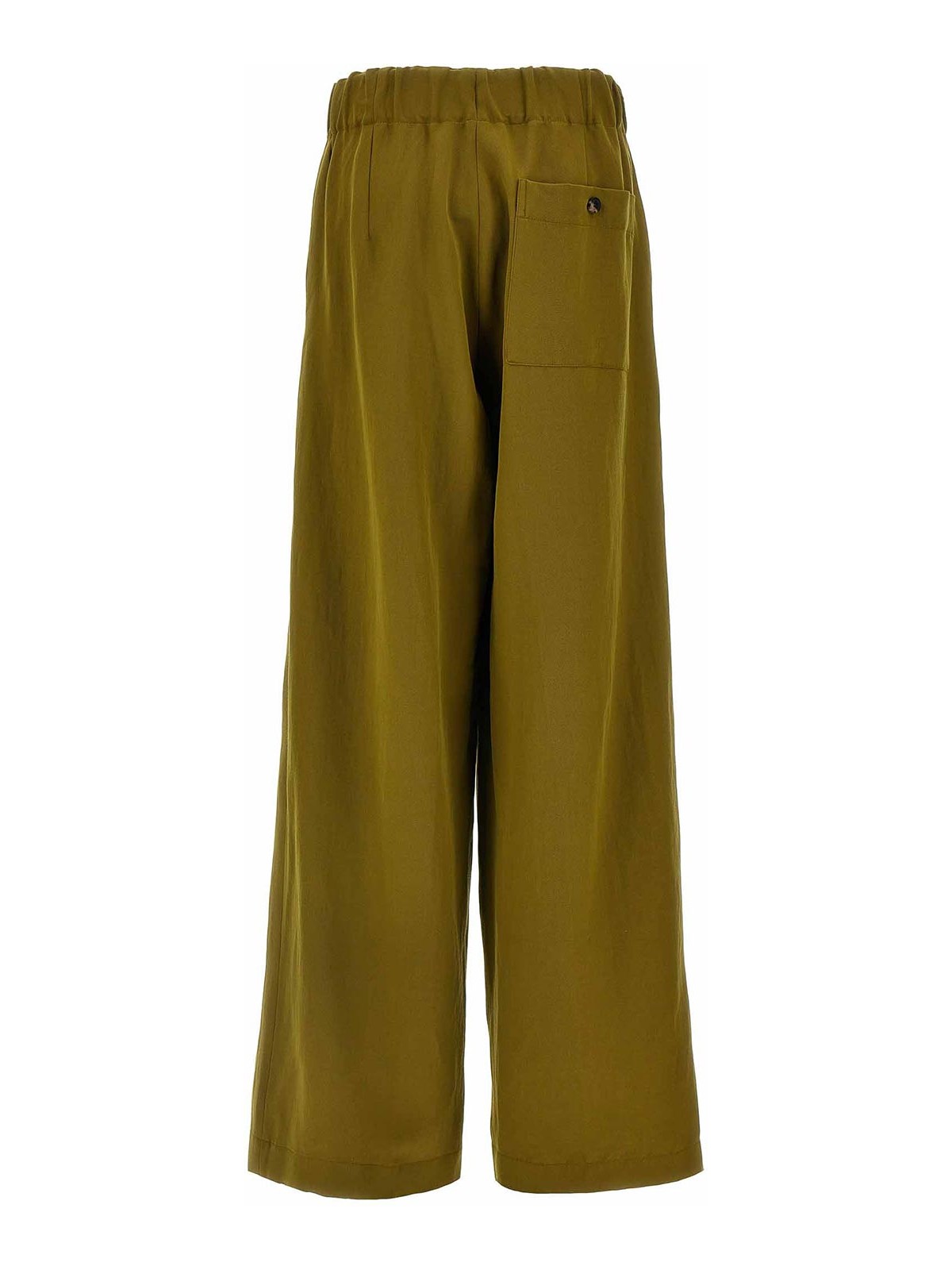 Dries Van Noten Trousers Wide Leg Elastic Waistband In Green
