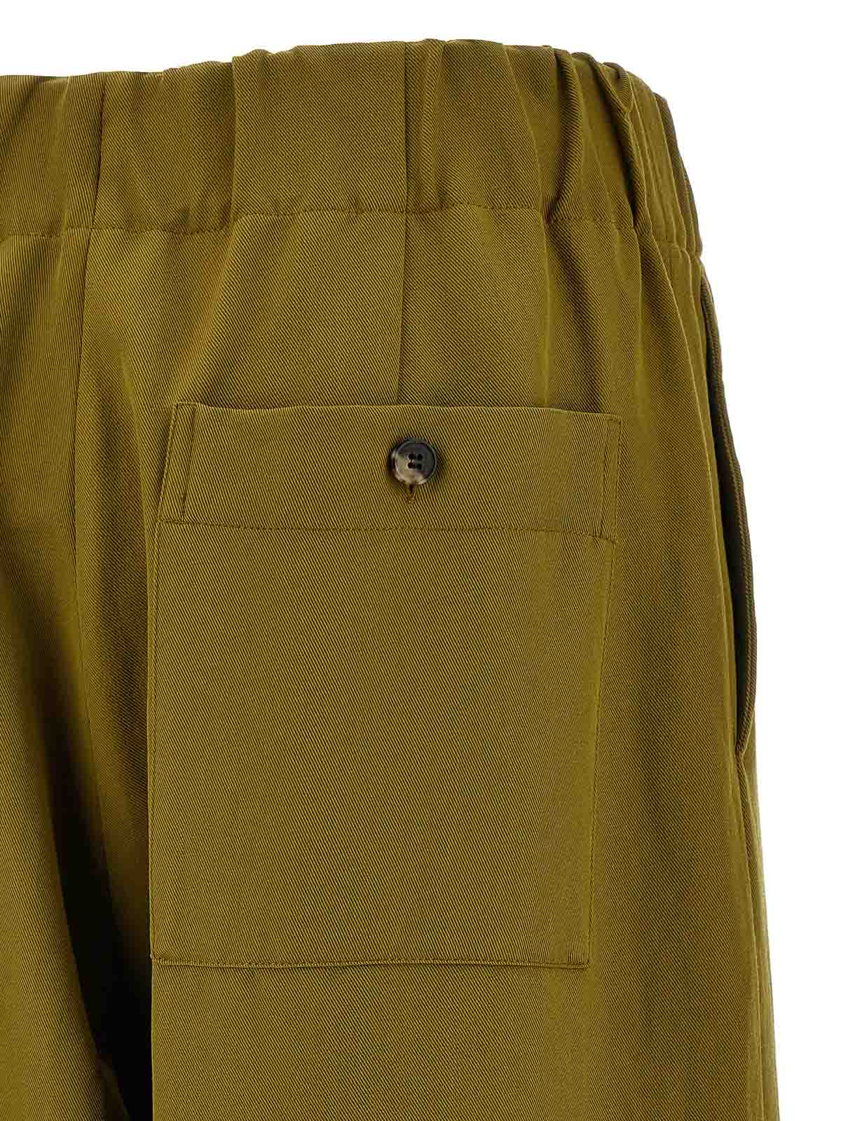 Dries Van Noten Trousers Wide Leg Elastic Waistband In Green