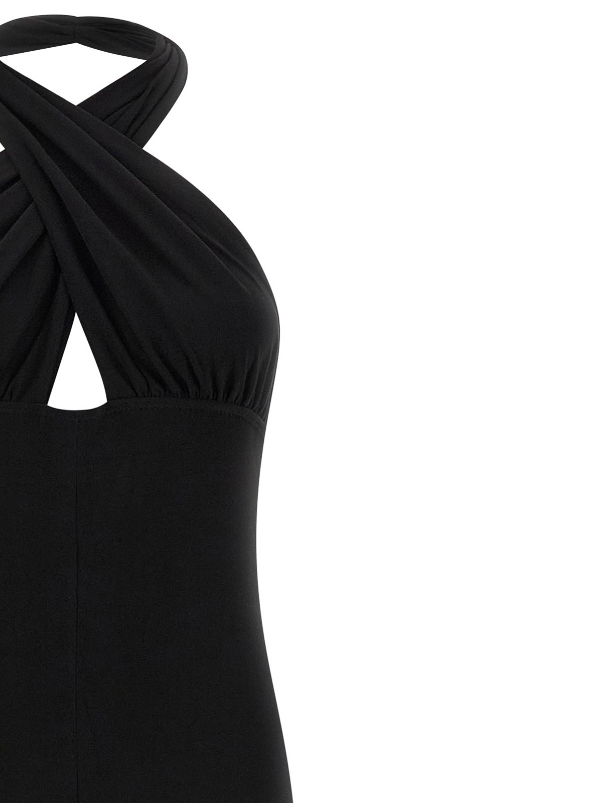 Norma Kamali Cross Halter Straight Leg Jumpsuit In Black