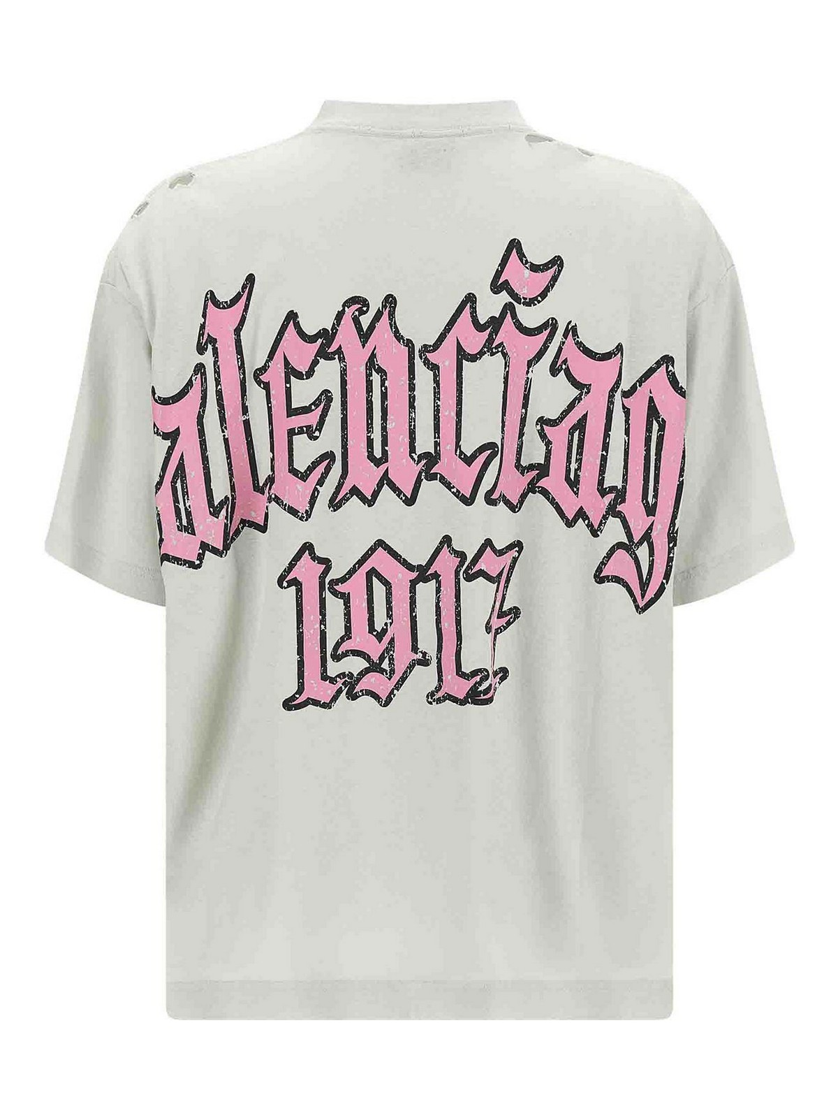 Balenciaga Beige Blackletter Script T-shirt In White