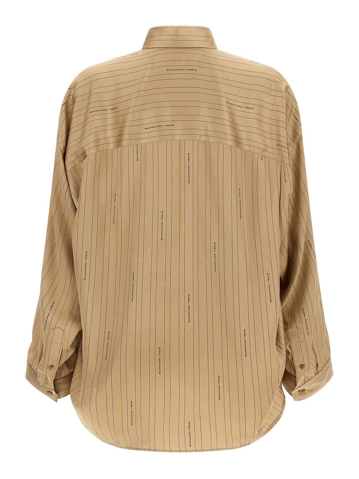 Balenciaga Satin Long-sleeved Striped Shirt In Brown
