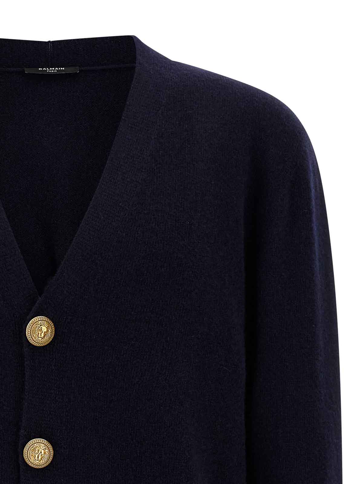 Balmain Men Eco-cashmere Cardigan In Blue