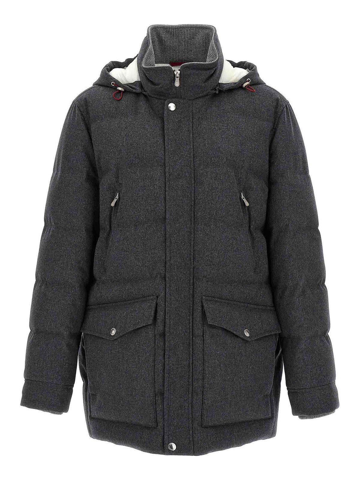 Brunello Cucinelli Long Sleeve Cotton Coat In Gray