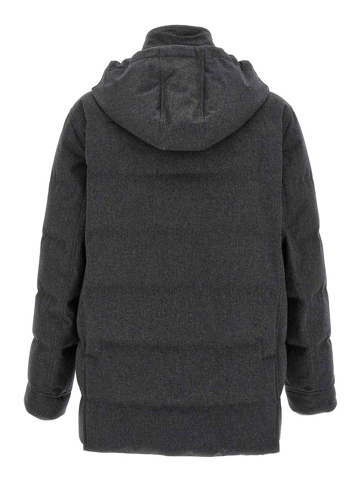 Brunello Cucinelli Long Sleeve Cotton Coat In Gray