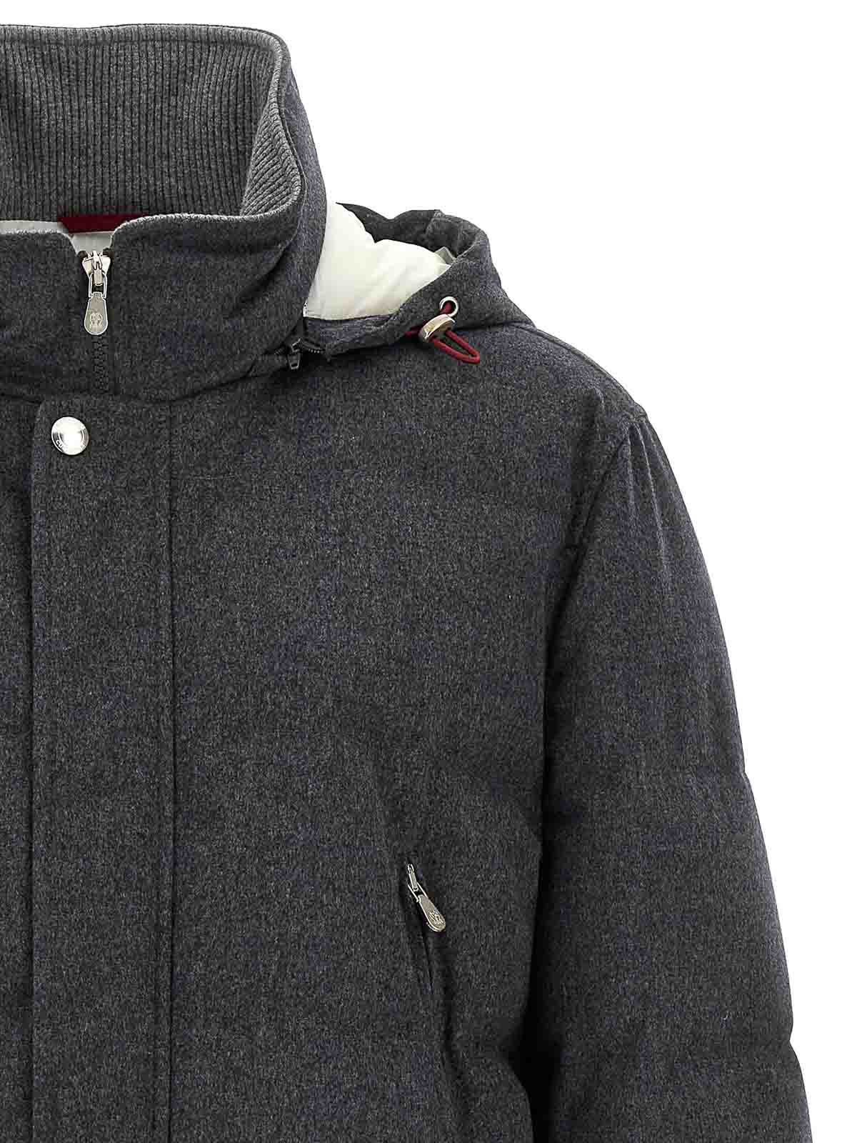 Brunello Cucinelli Long Sleeve Cotton Coat In Gray