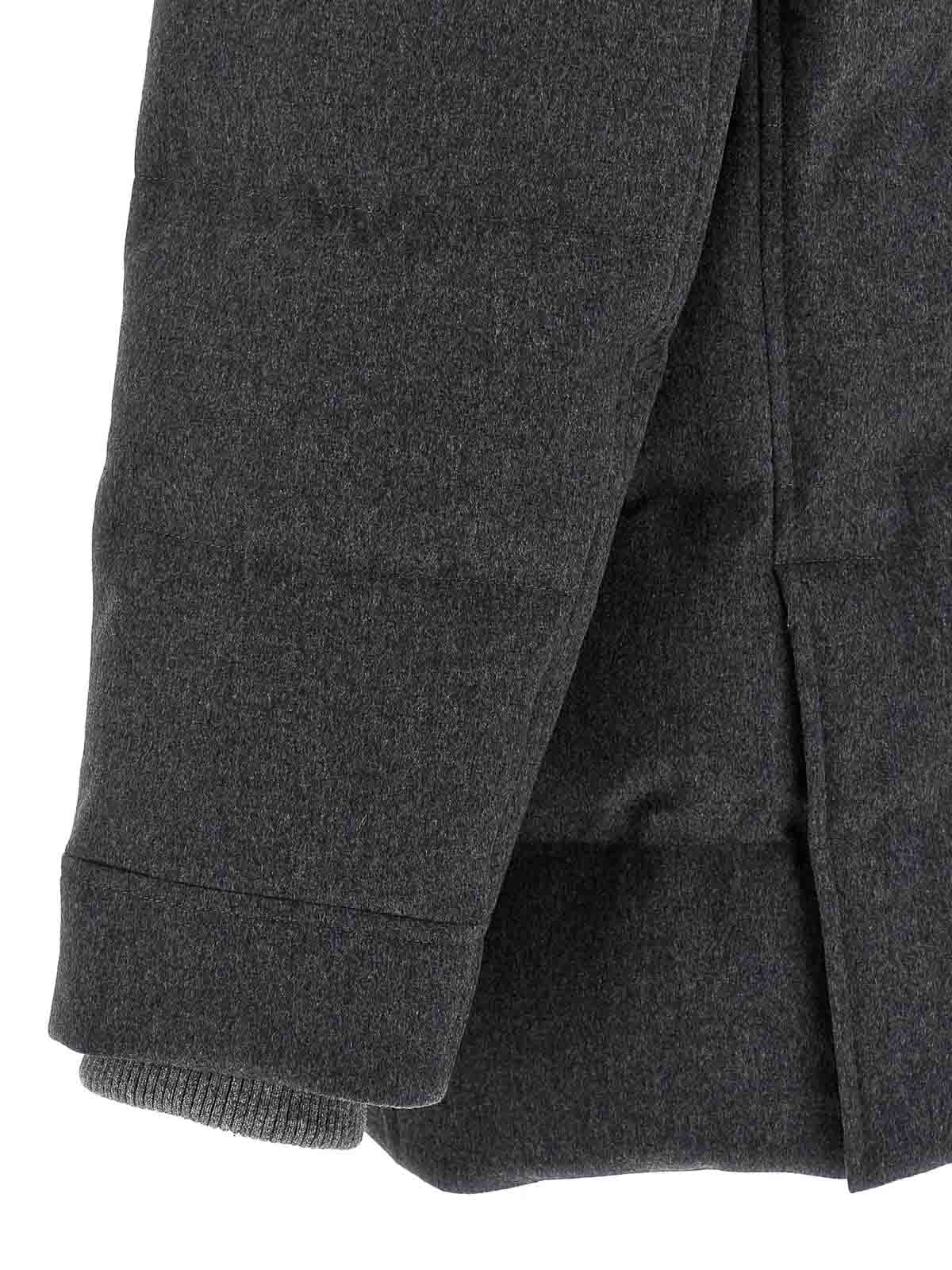 Brunello Cucinelli Long Sleeve Cotton Coat In Gray