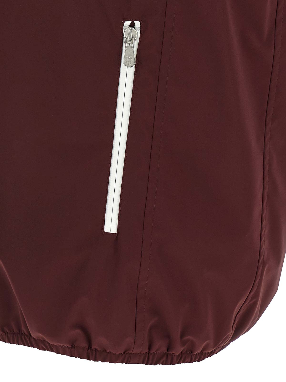 Brunello Cucinelli Hooded Vest With Elastic Hem And Side Zipper Pockets In Burgundy