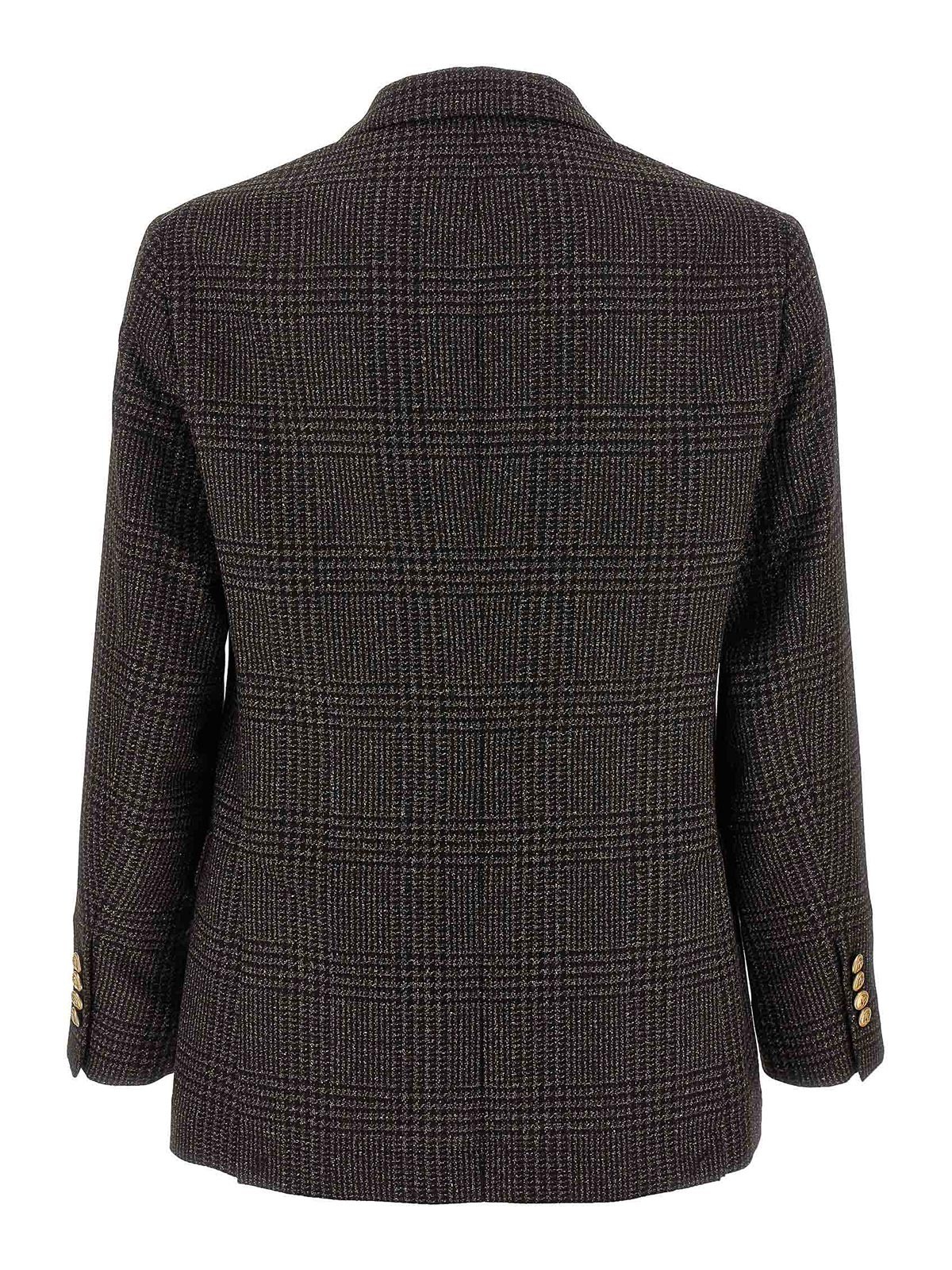 Brunello Cucinelli Men Prince Of Wales Blazer In Gray
