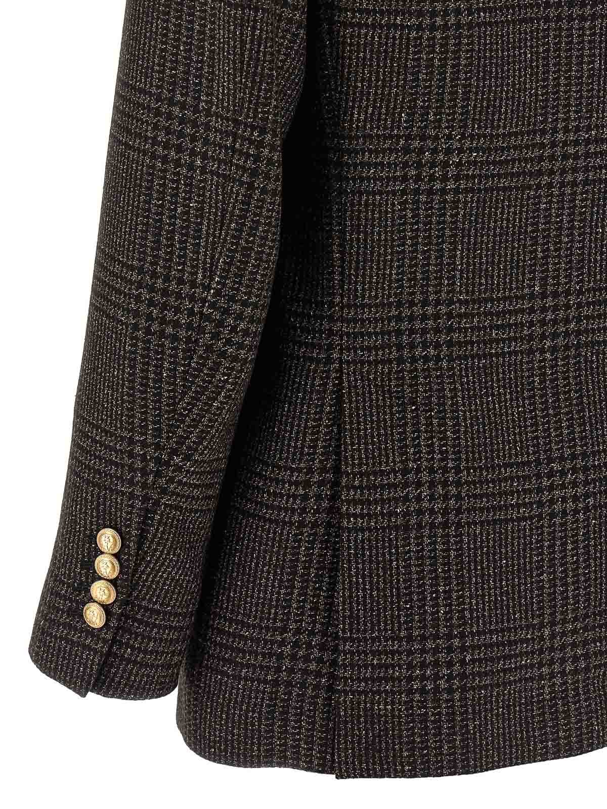 Brunello Cucinelli Men Prince Of Wales Blazer In Gray