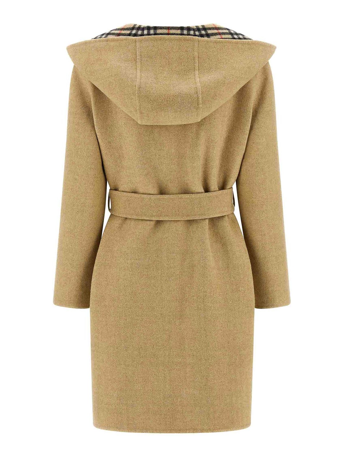 Burberry Checked-detail Wrap Coat In Brown