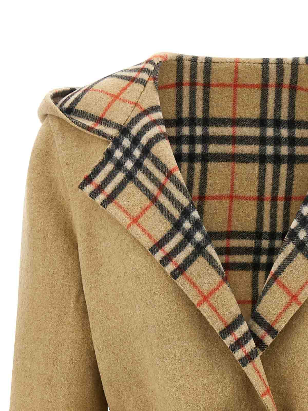 Burberry Checked-detail Wrap Coat In Brown