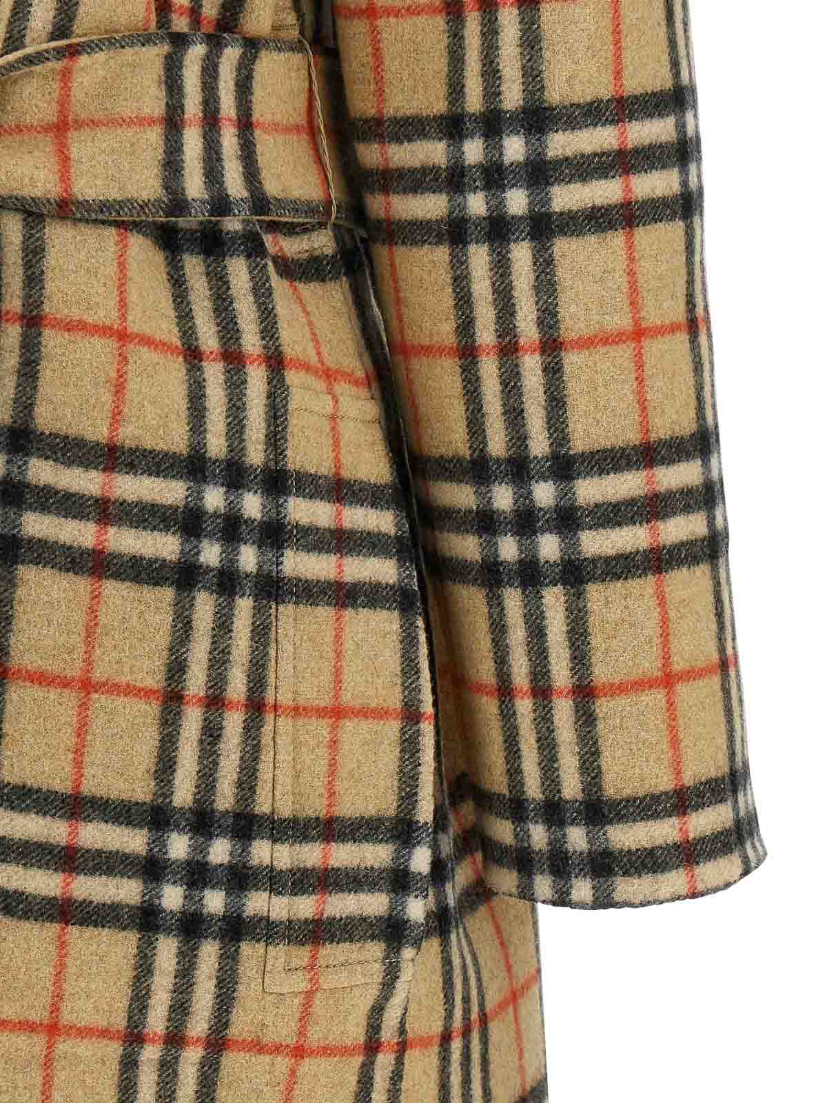 Burberry Checked-detail Wrap Coat In Brown