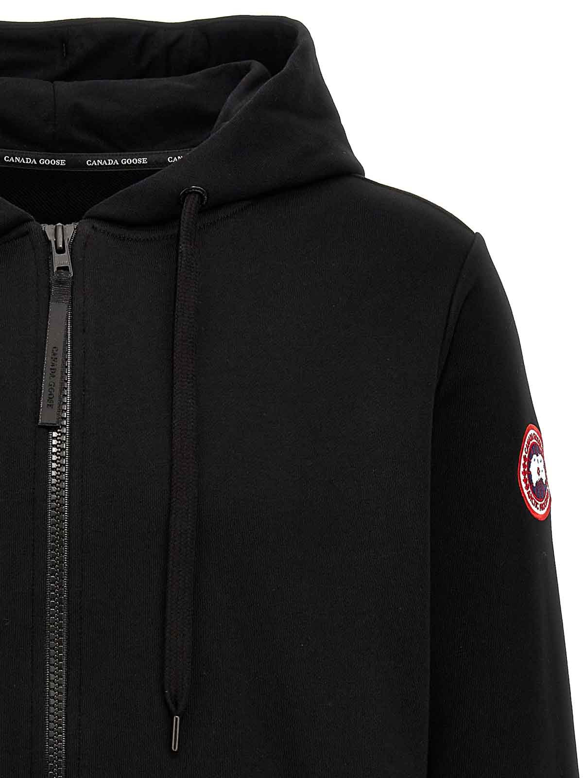 Canada Goose Hooded Sweater With Front Pockets And Ribbed Cuffs In Black