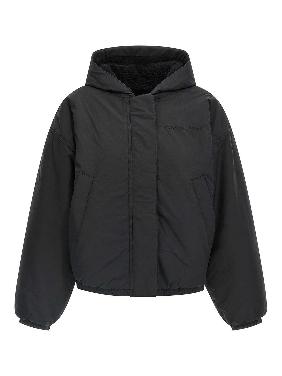 Canada Goose Alberini Reversible High Pile Fleece Bomber Jacket In Black