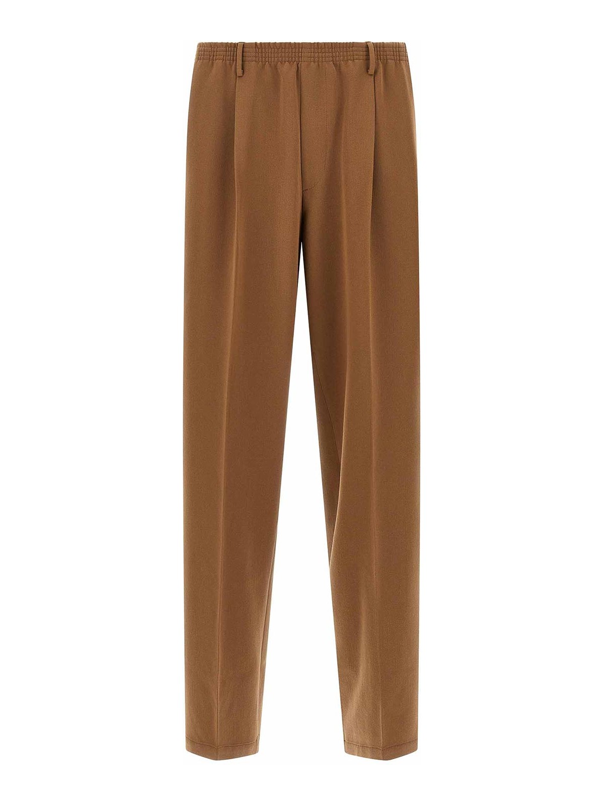 Cellar Door Pleated Elastic-waistband Trousers In Brown