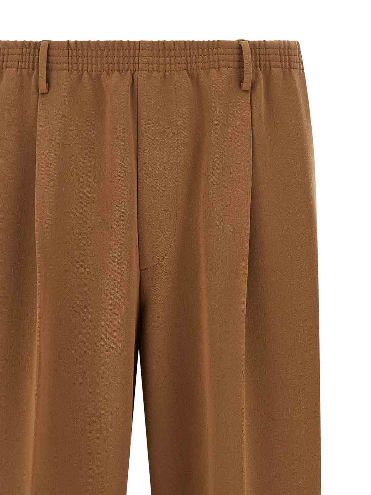 Cellar Door Pleated Elastic-waistband Trousers In Brown