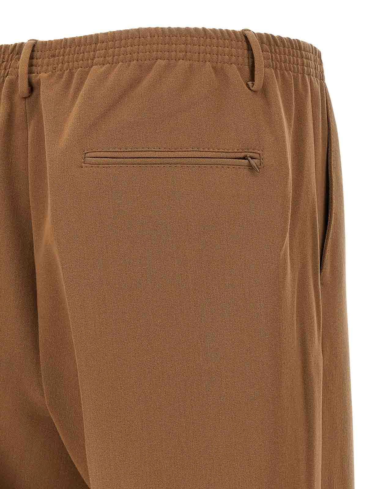 Cellar Door Pleated Elastic-waistband Trousers In Brown