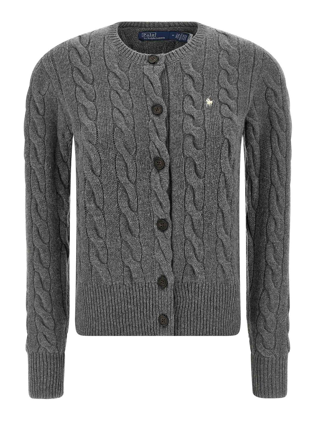 Polo Ralph Lauren Braided Cardigan In Gray