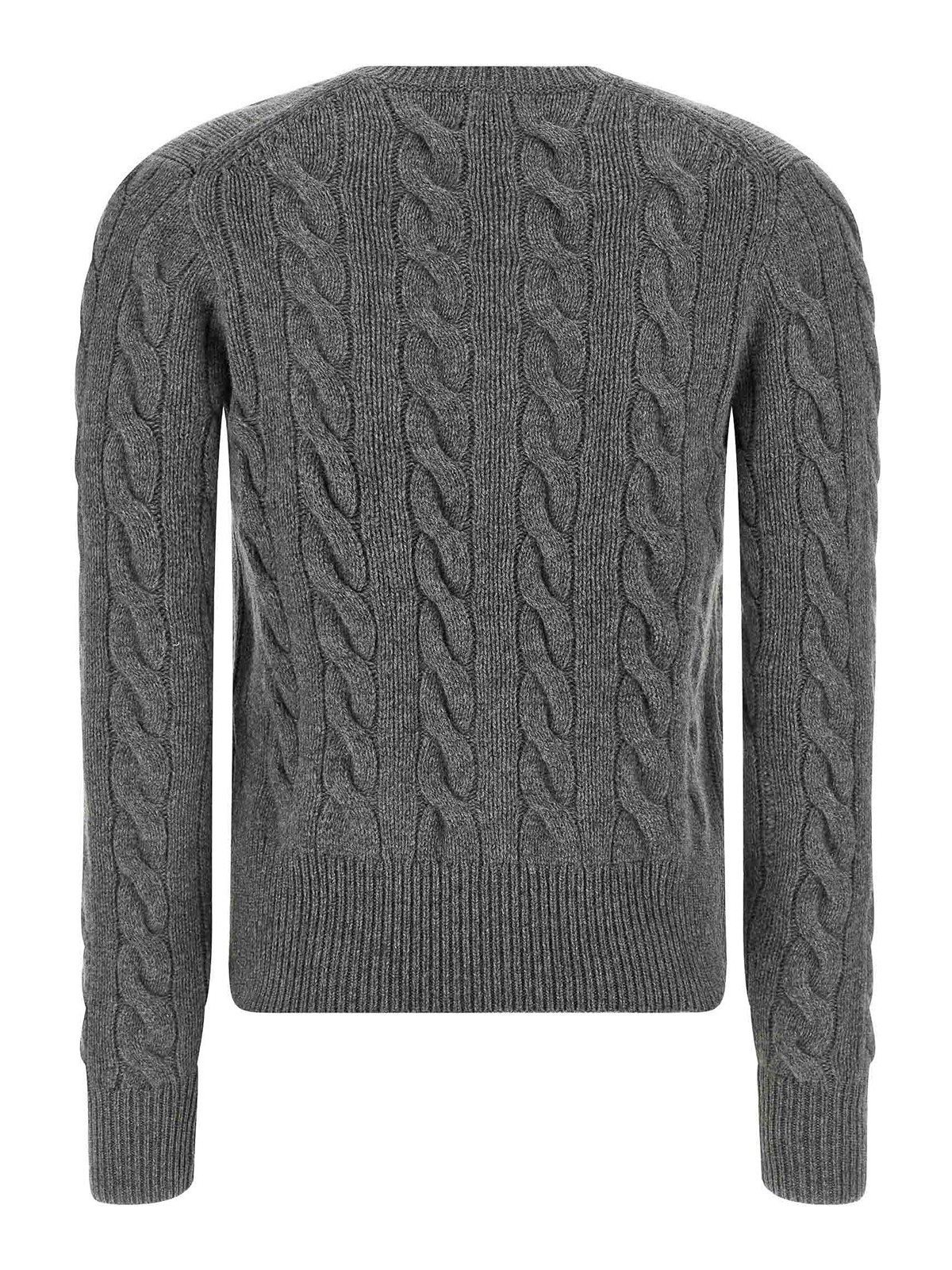 Polo Ralph Lauren Wool And Cashmere Cable Knit Cardigan In Gray