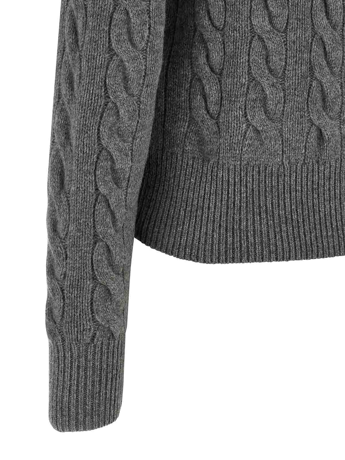 Polo Ralph Lauren Wool And Cashmere Cable Knit Cardigan In Gray